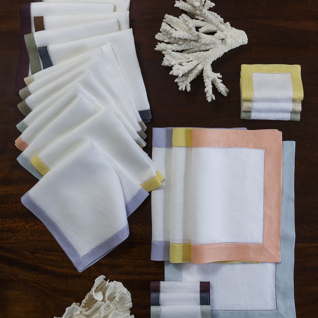 Sferra FILETTO - Set of 4 Premium Linen Placemats 14x20 Inches for Elegant Dining & Home Decor