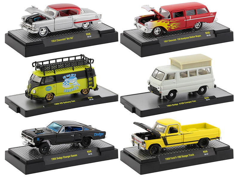 M2 Machines 1/64 Scale Diecast Model Cars - 6 Piece Auto Show Collection in Display Cases | Perfect for Collectors, Car Enthusiasts & Home/Office Decor