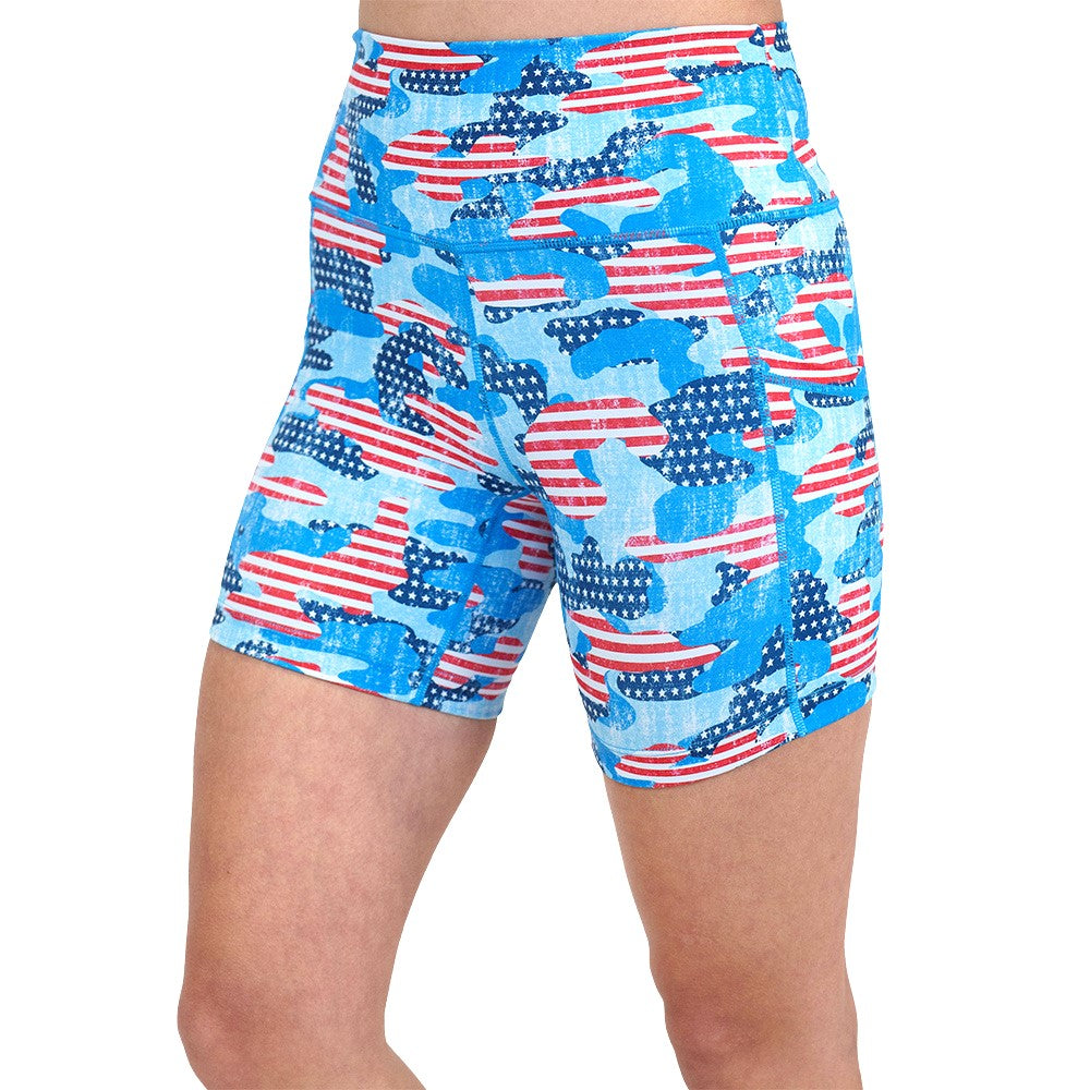 Camo Flag Print Shorts for Men - Comfortable & Stylish Outdoor Activewear | Perfect for Hiking, Gym, and Casual Wear
