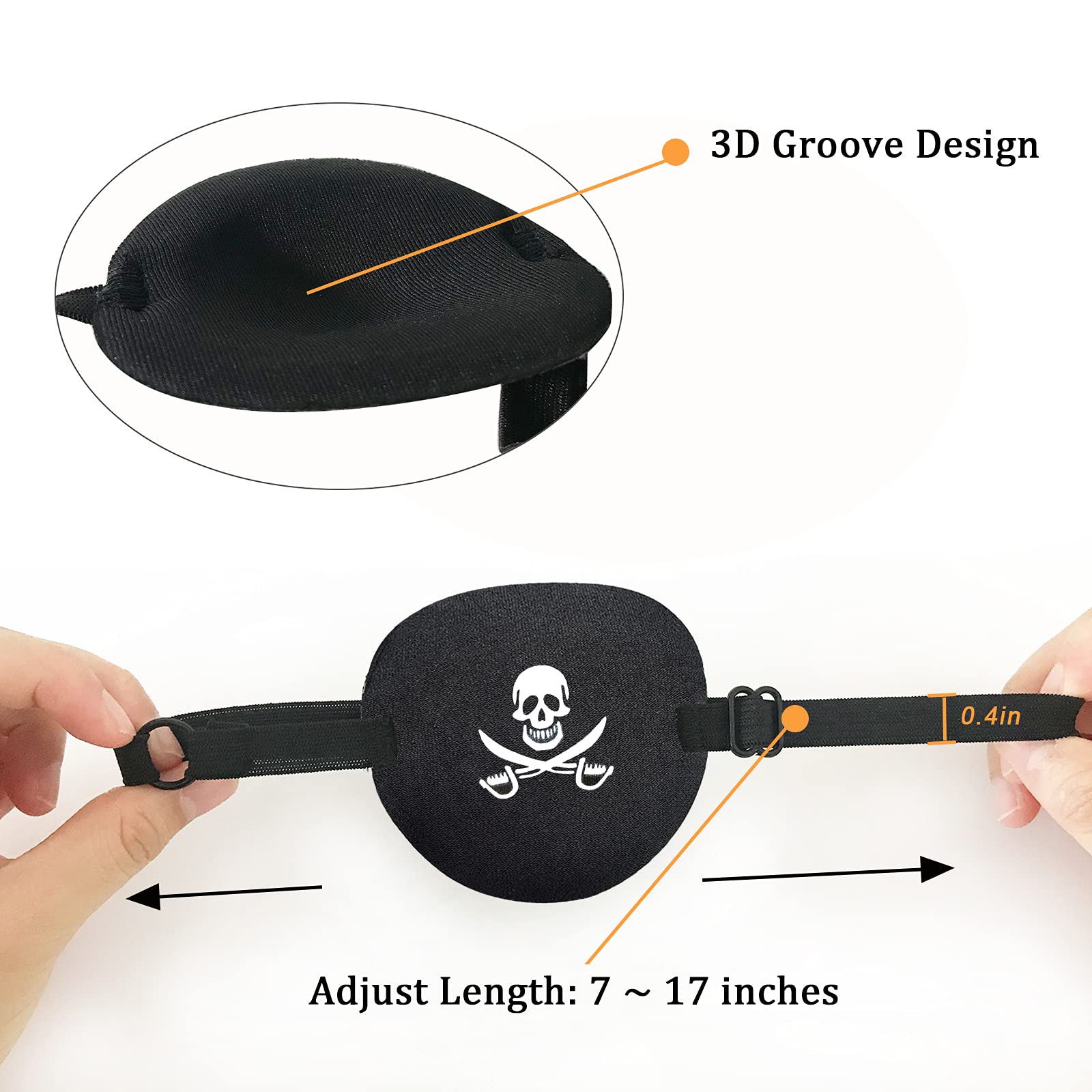 2PCS Pirate Eye Patch for Adults & Kids - Skull & Crossbones Design, Medical & Lazy Eye Cover - Perfect for Halloween Costumes, Pirate Parties, and Eye Recovery