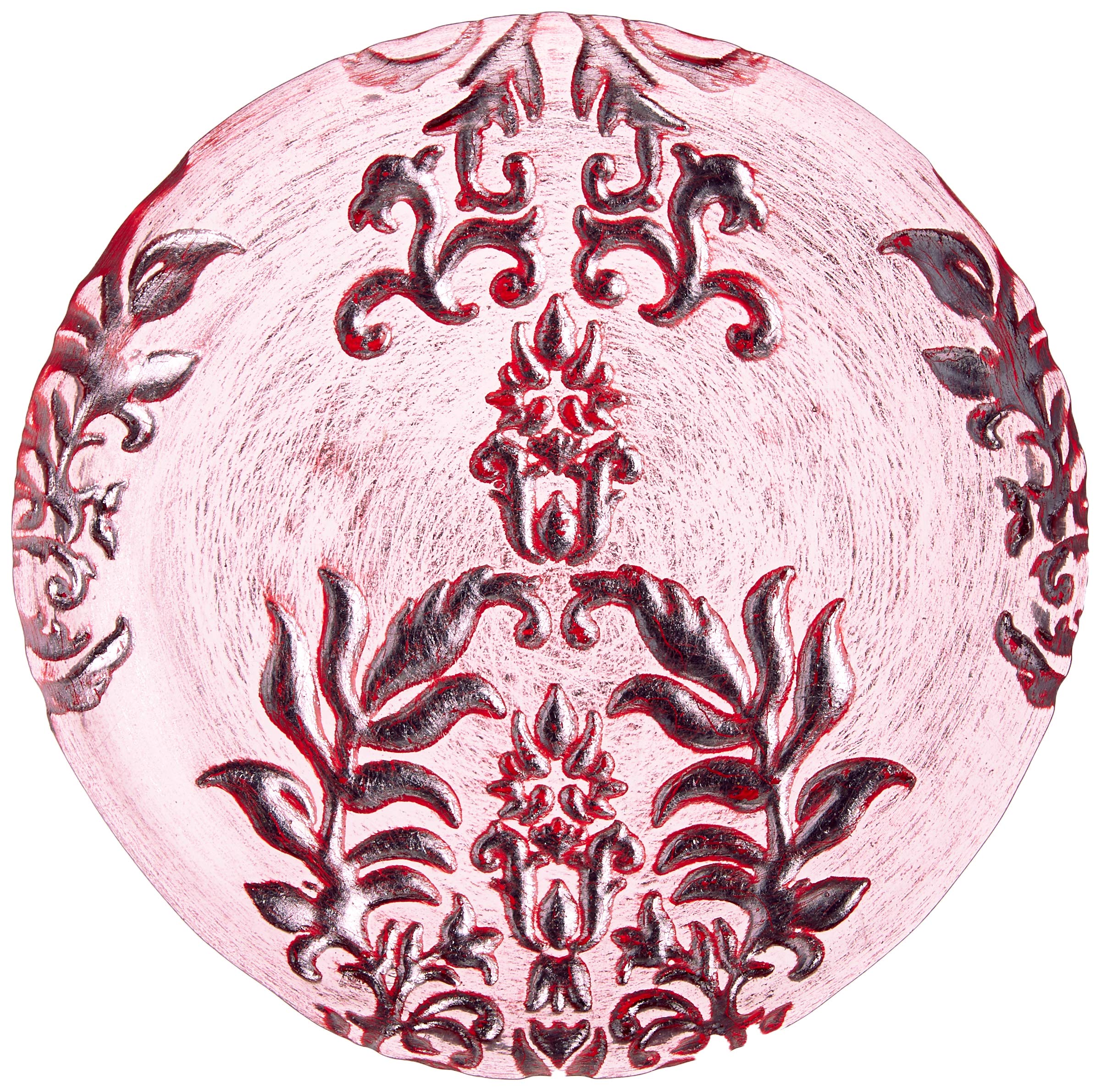 Red Pomegranate Damask Canape Plate - 6.5 Inch Elegant Red Velvet Appetizer Dish for Parties, Weddings & Holiday Entertaining