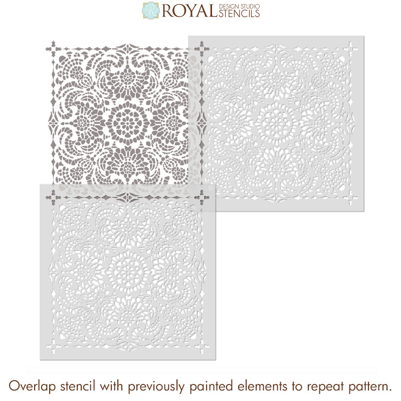 Esperanza Lace Tile Stencil - DIY Ceramic & Mosaic Tile Decoration Kit for Home Renovation - Perfect for Bathroom, Kitchen Backsplash, and Floor Tile Designs