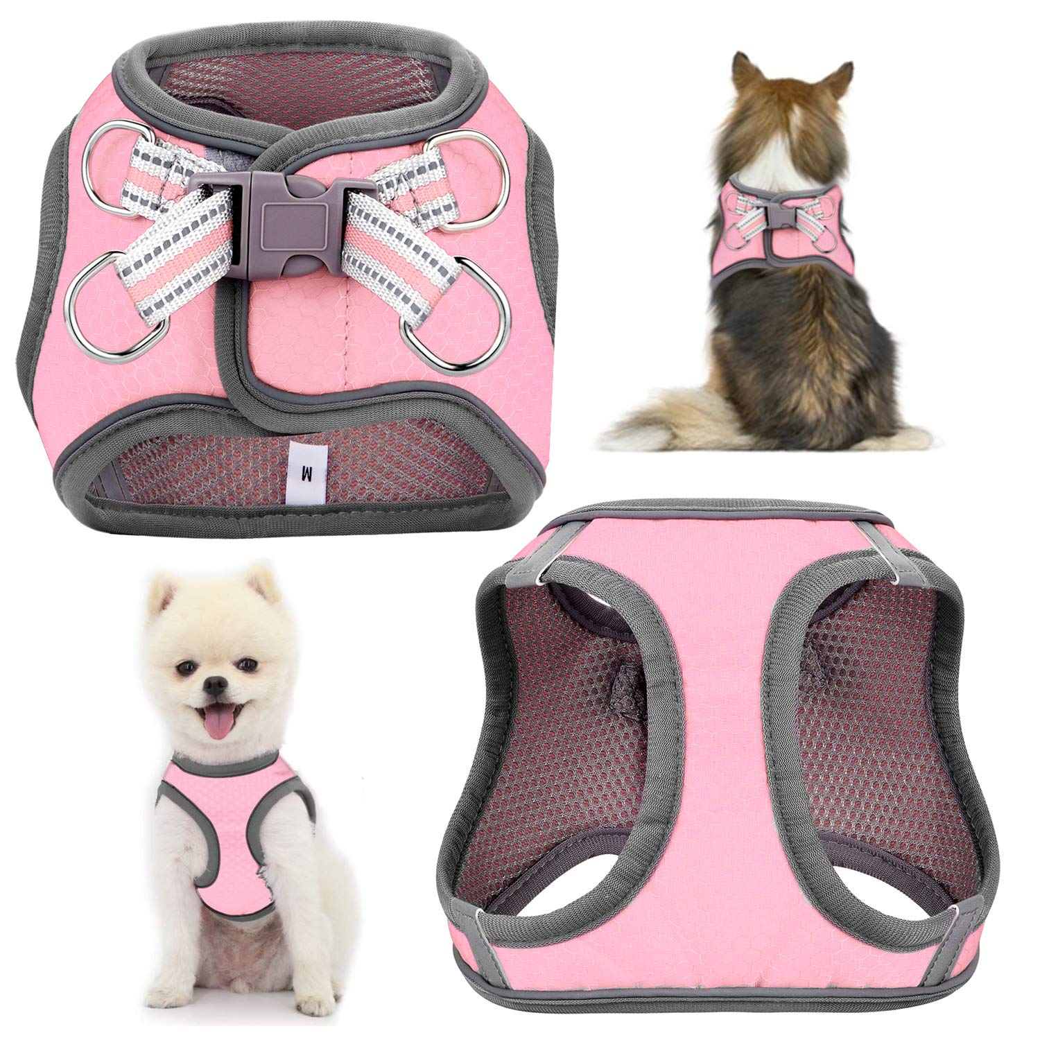 JSXD Small Dog Harness & Leash Set - Adjustable Puppy Harness with 3M Reflective Vest for Small to Medium Dogs - Perfect for Walking, Training & Nighttime Safety