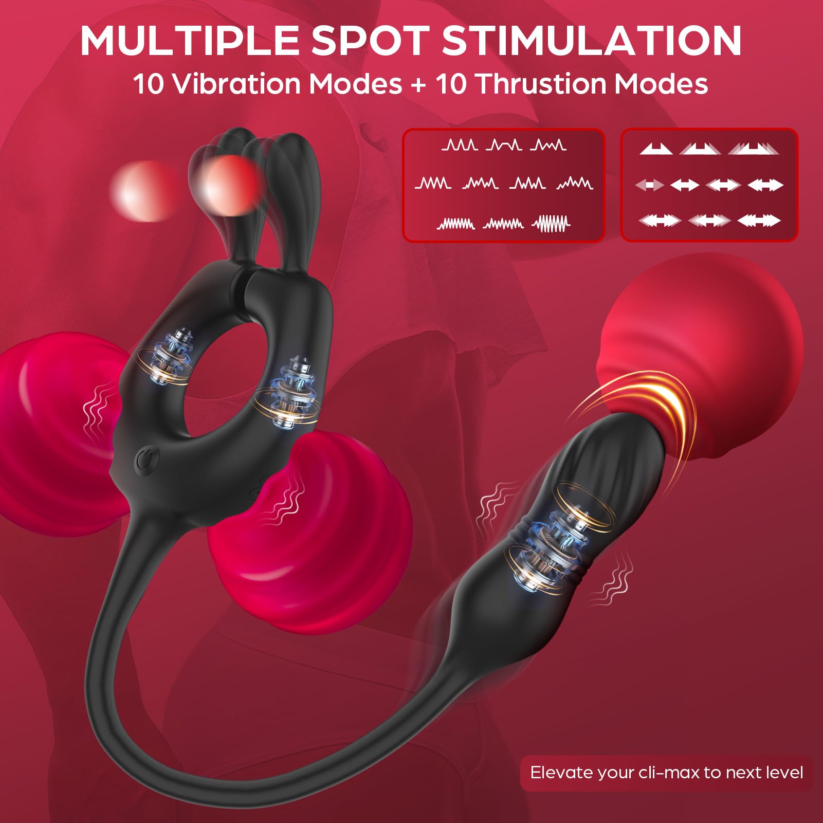 **Thrusting Anal Toys Prostate Massager for Men – 4-in-1 Remote Control Adult Sex Toy with 10 Vibrations & 10 Thrusting Modes, Dual Motor Vibrating Cock Ring & Anal Stimulator – Perfect for Couples Play & Solo Pleasure**
