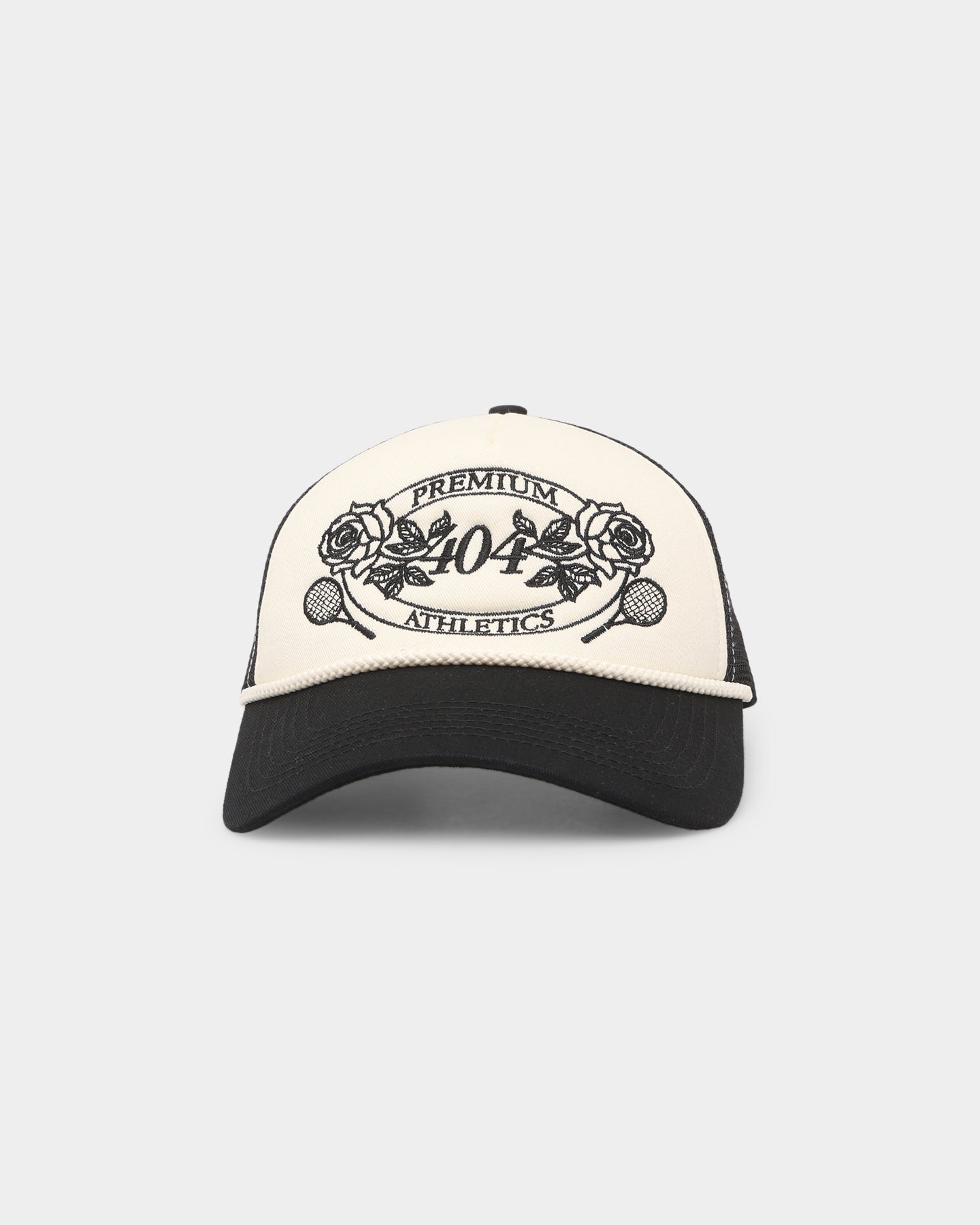 Premium 404 Athletics Trucker Snapback Hat - Black/Off White Adjustable Snapback for Men & Women - Perfect for Sports, Casual Wear & Outdoor Activities