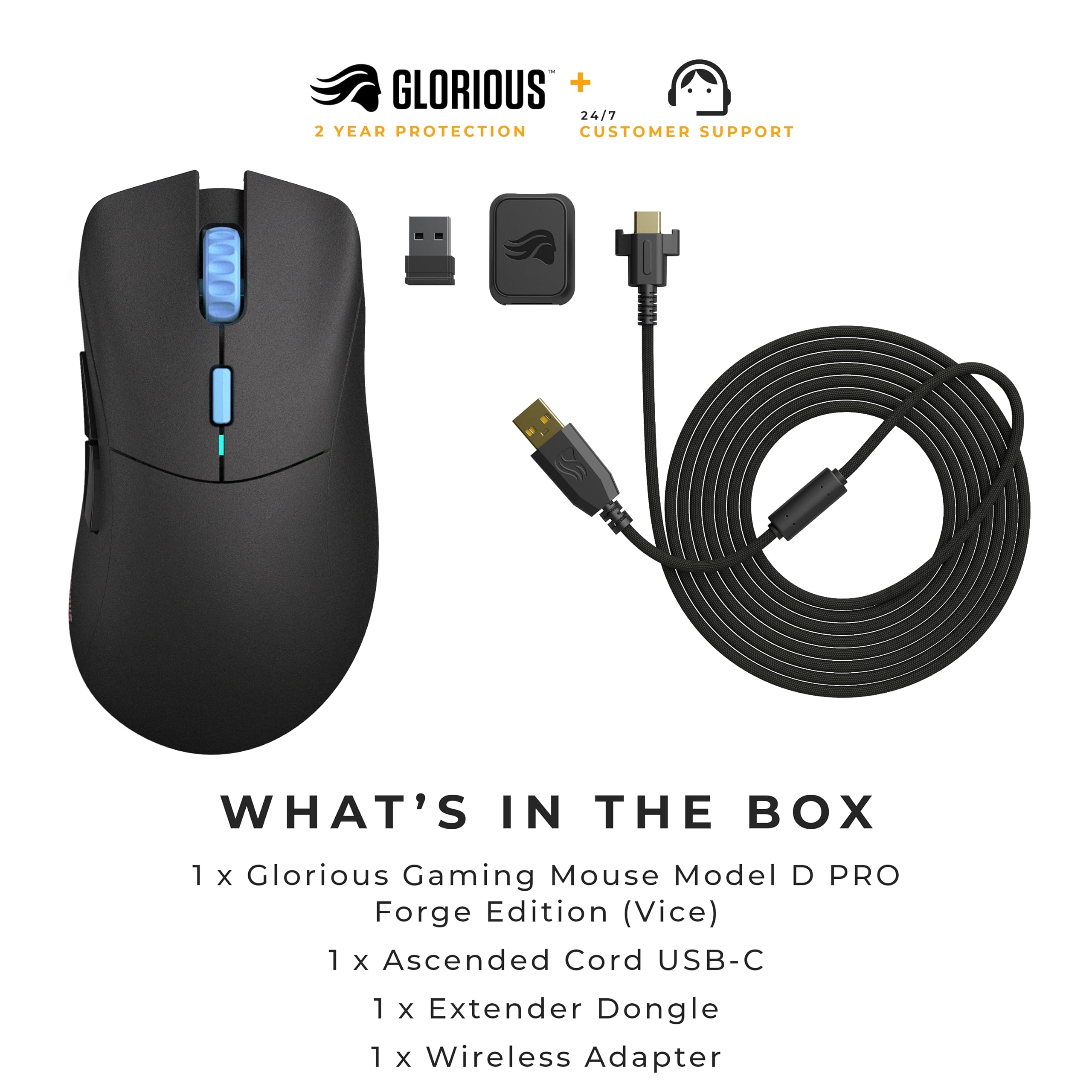 Glorious Model D Forge Wireless Gaming Mouse - Superlight 58g, 6 Programmable Buttons, 80-Hour Battery, 19K DPI Optical Sensor (Limited Edition Black) | Perfect for FPS, MMO & Esports PC Gaming Accessories