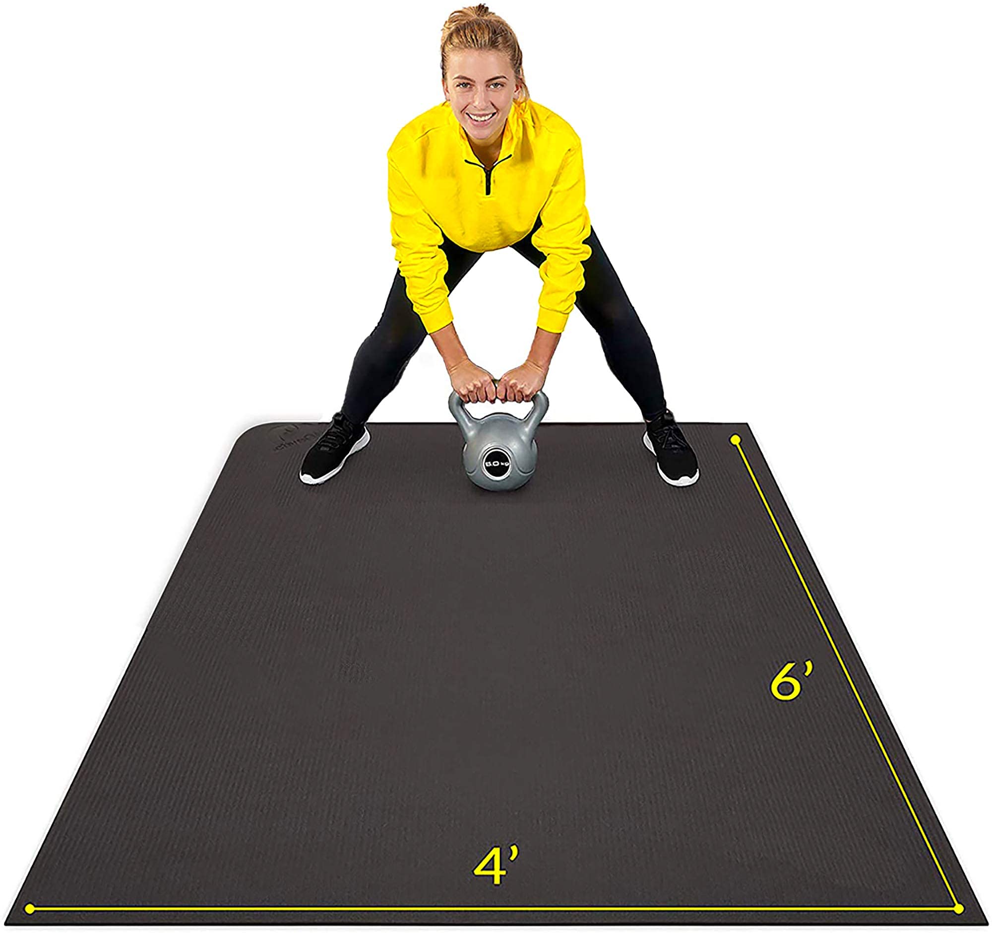 ActiveGear Large Exercise Mat for Home Workout - 6x4 ft Non-Slip Rubber Gym Flooring | Perfect for Yoga, Pilates & Home Gym Training | Durable Fitness Mat for Cardio & Strength Exercises
