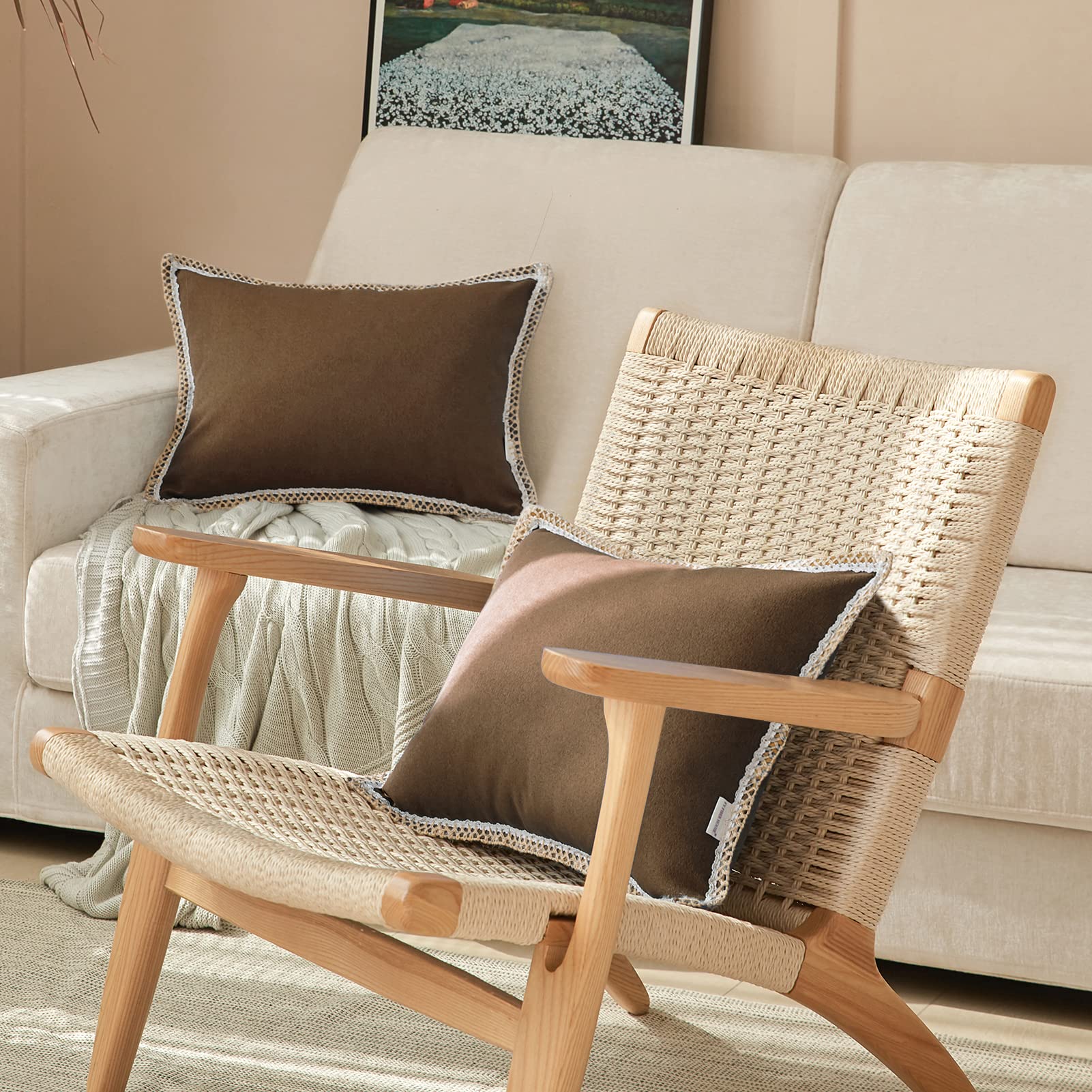 Premium Farmhouse Pillow Covers 12x20 (Pack of 2) - Faux Burlap Linen Throw Pillow Cases with Tailored Edges for Sofa, Couch & Chair - Rustic Home Decor for Living Room, Bedroom & Porch
