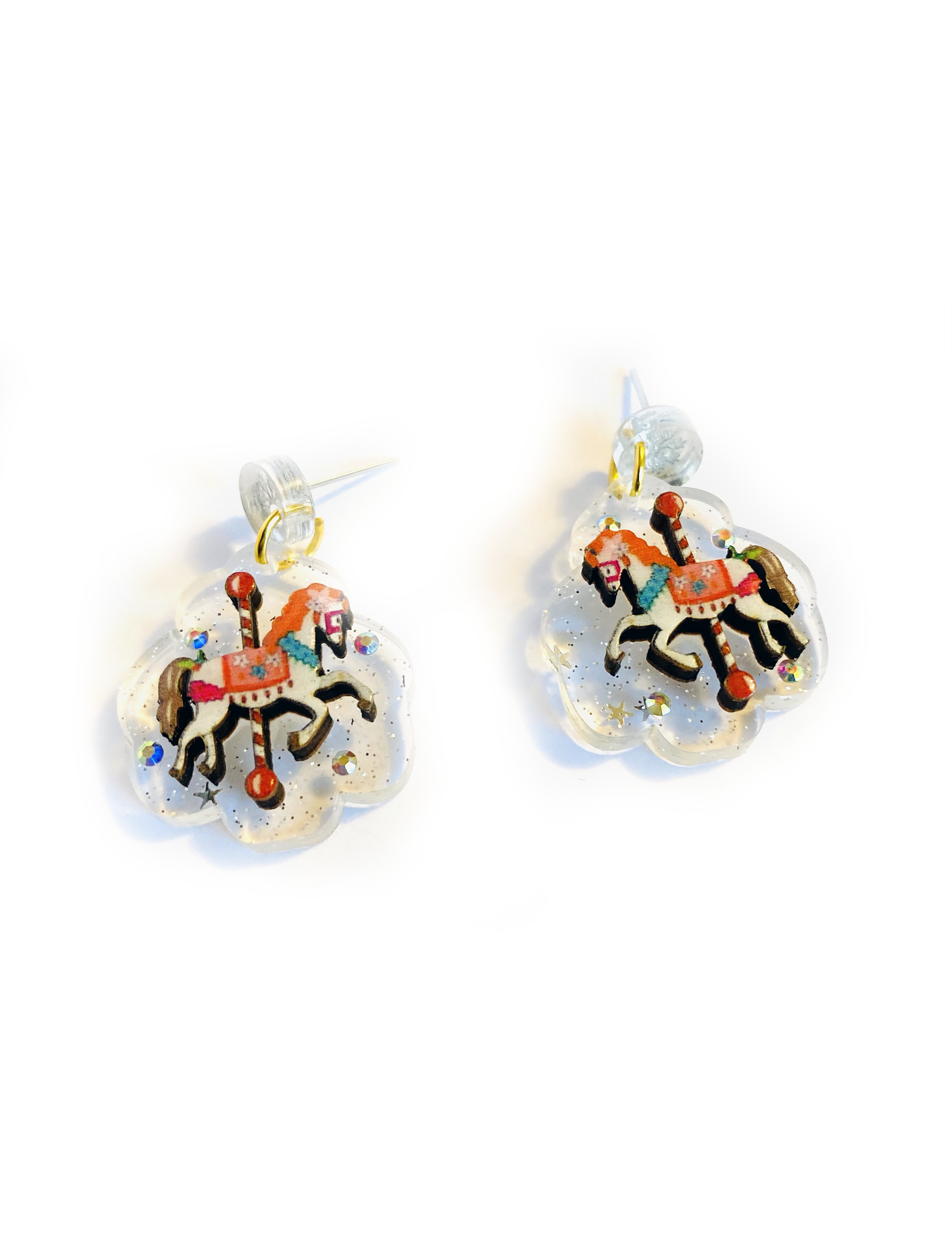 Christmas Carousel Earrings by Rosie Rose Parker - Festive Holiday Jewelry for Women, Unique Christmas Gift for Her - Perfect for Parties, Gift Exchanges & Seasonal Celebrations