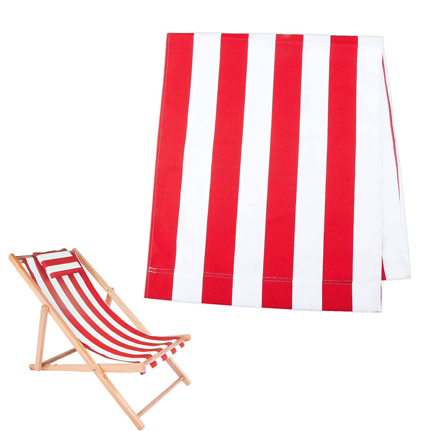 Red & White Deck Chair Fabric Replacement 45