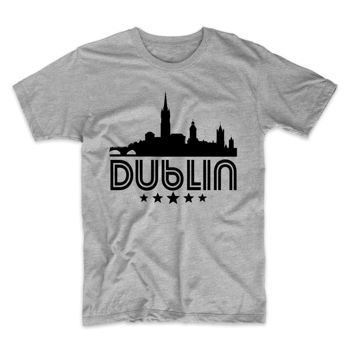 Dublin Ireland Skyline Retro Style T-Shirt - Vintage Irish Cityscape Graphic Tee for Men & Women | Perfect for St. Patrick's Day, Irish Pride Events & Casual Wear