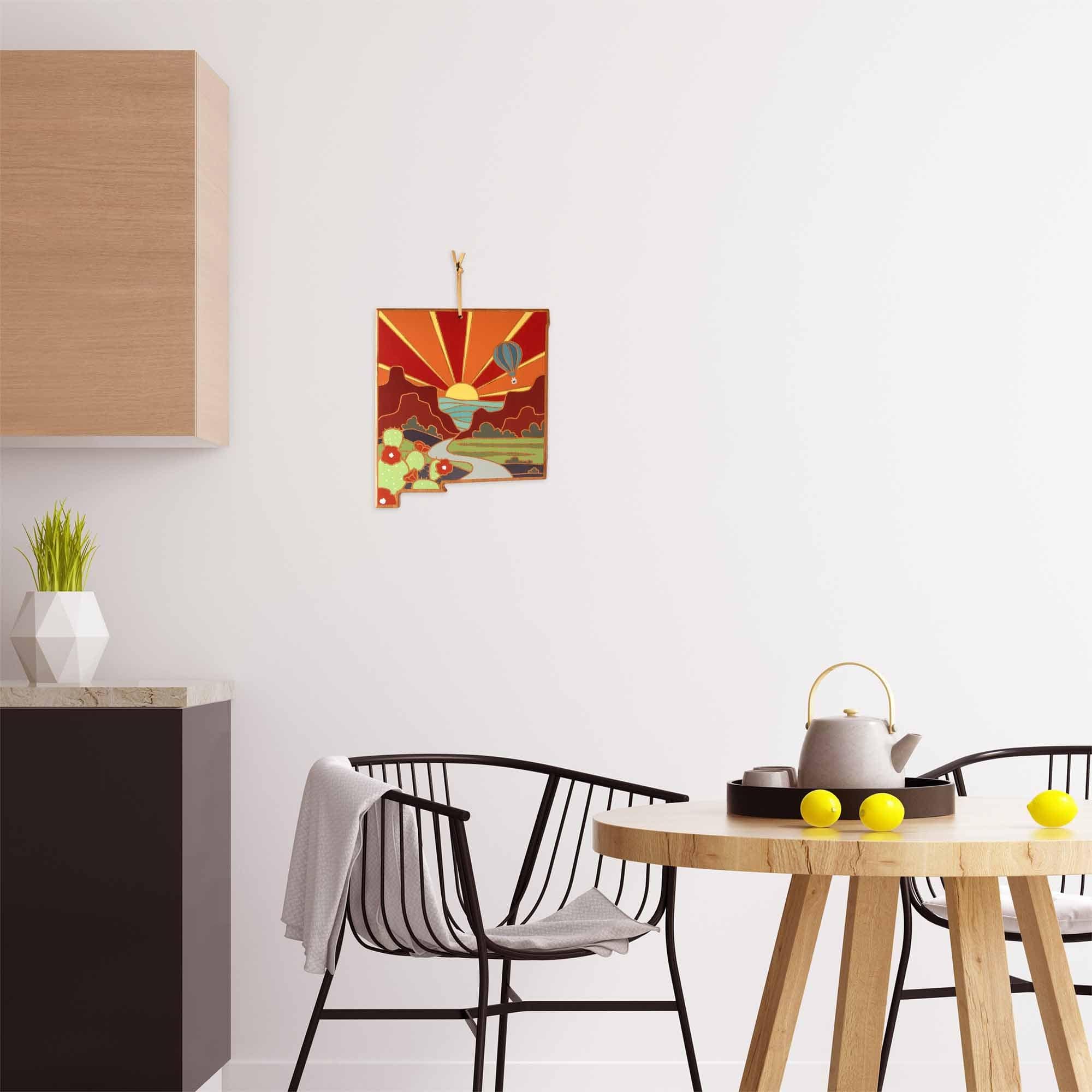 Handcrafted New Mexico Themed Wooden Cutting Board with Summer Stokes Artwork - Perfect for Kitchen Decor & Unique Gifts