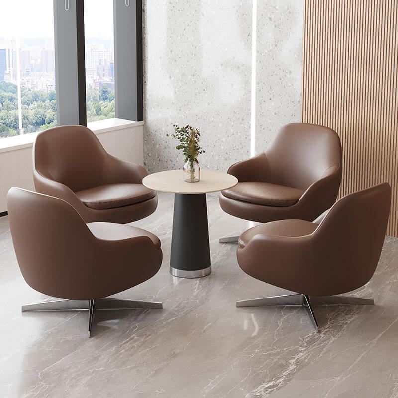 Modern Solid Color Foam Armchair - Ivory, Azure, Auburn - Simple Design with Fixed Back & Armrests | Perfect for Living Room, Office, or Reading Nook