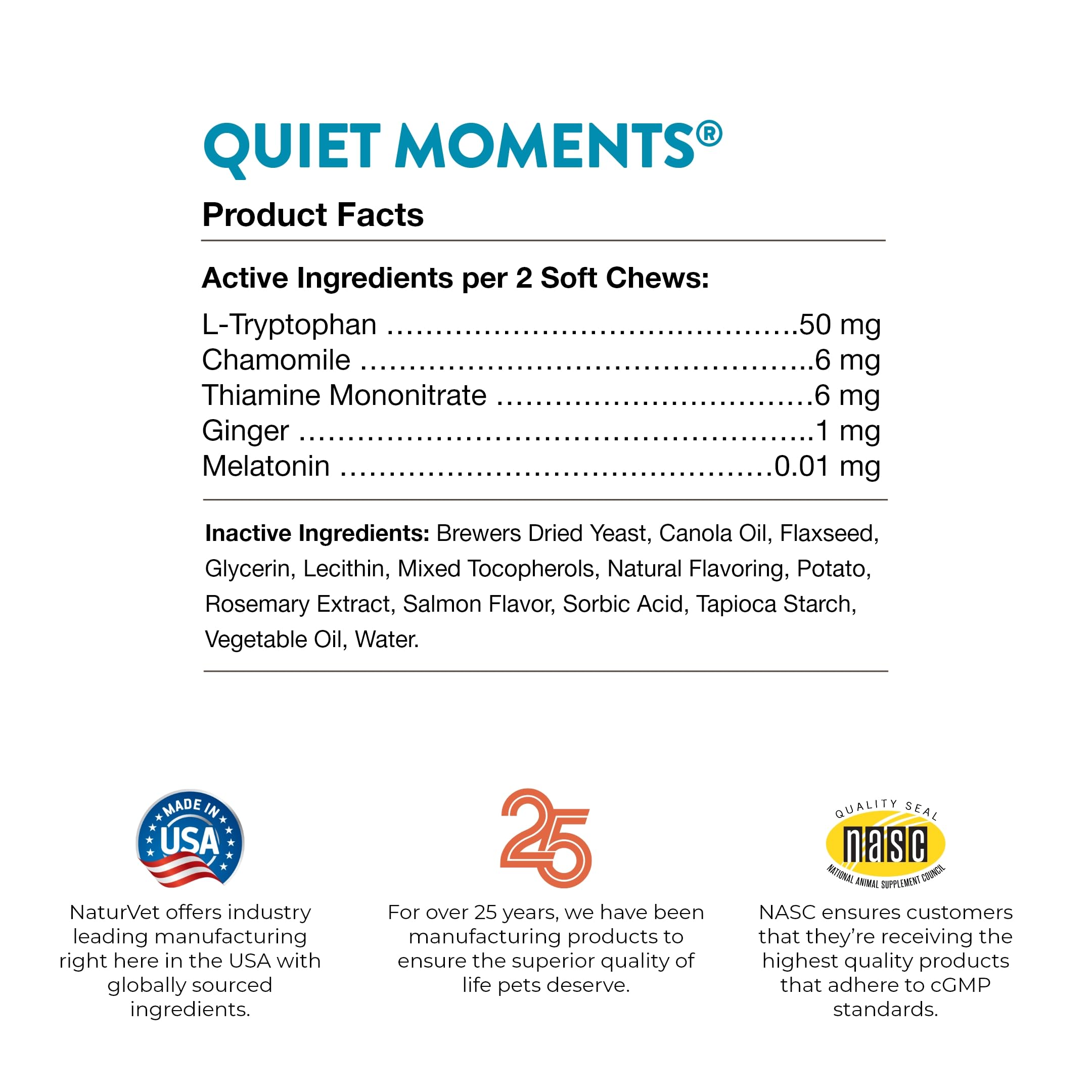 NaturVet Quiet Moments Calming Aid Cat Supplement with Melatonin – Stress Relief for Cats – Helps with Anxiety, Motion Sickness, Grooming & Travel – 50 Soft Chews – Perfect for Storms, Vet Visits & New Environments