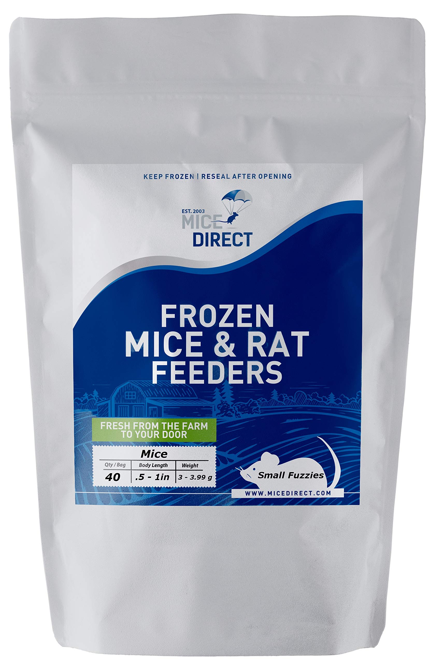 Frozen Mice Small Fuzzie Feeders - Snake Food for Juvenile Hognose, Corn & Milk Snakes (.5-1 inch, 120g Min) | Premium Reptile Food for Feeding & Nutrition