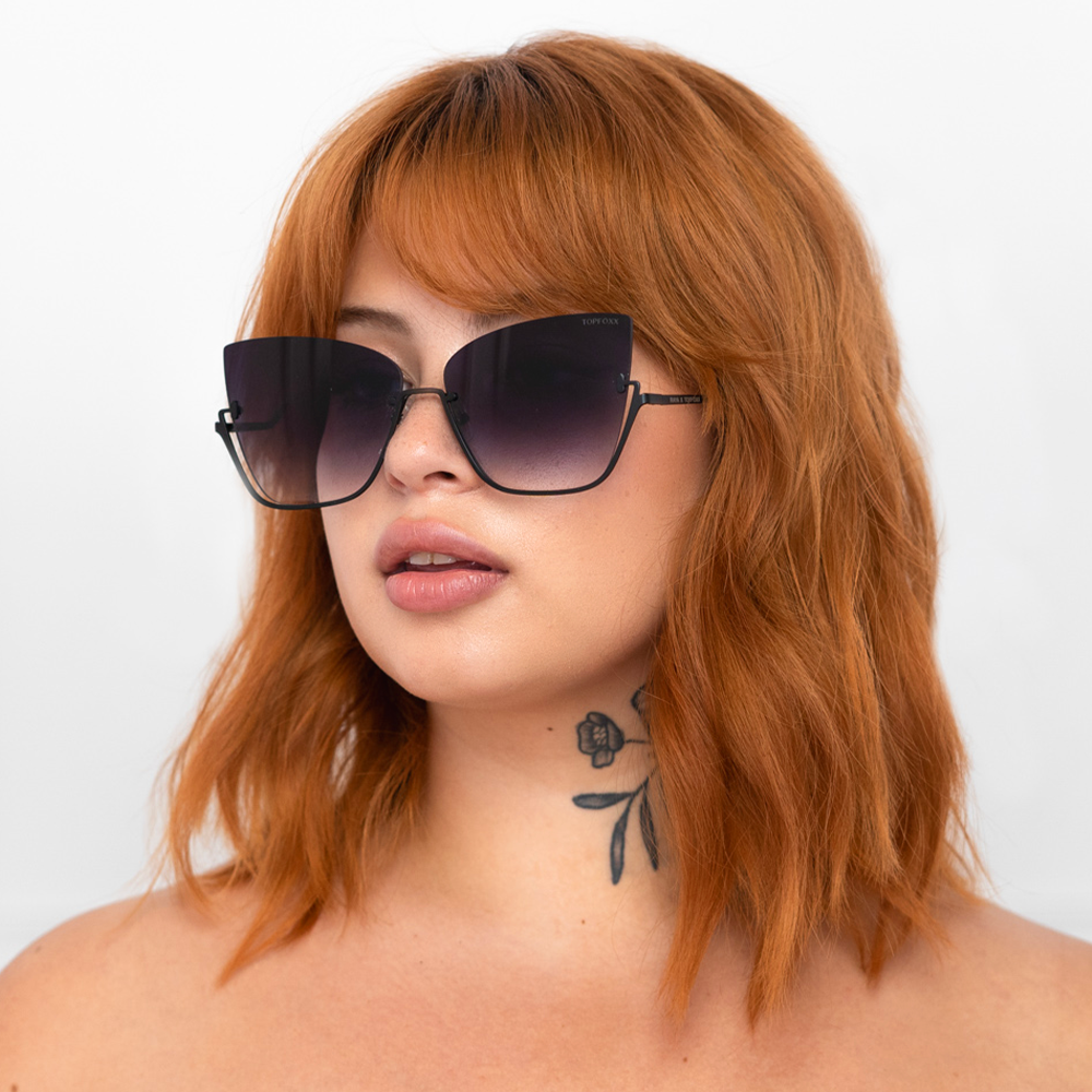 Vixen Black Lens Black Frame Metal Cat Eye Sunglasses for Women - Stylish UV Protection Shades for Driving, Beach & Outdoor Fashion