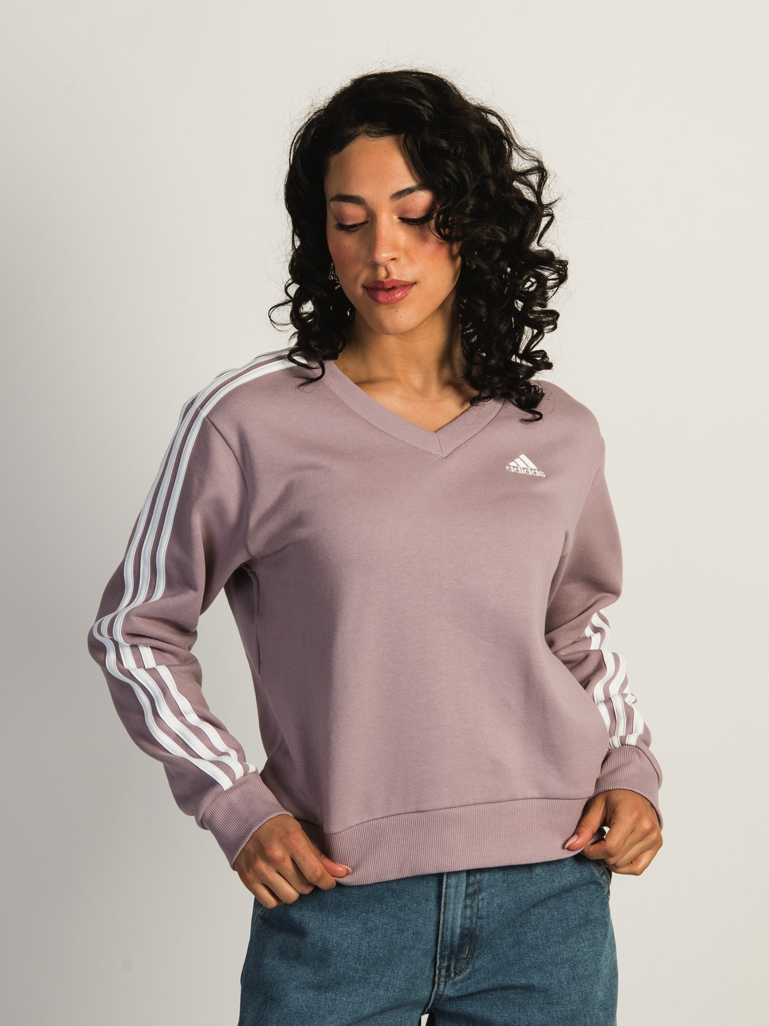 Adidas Essential 3 Stripe V-Neck Sweater for Men - Comfortable Casual Pullover for Everyday Wear, Gym, and Outdoor Activities