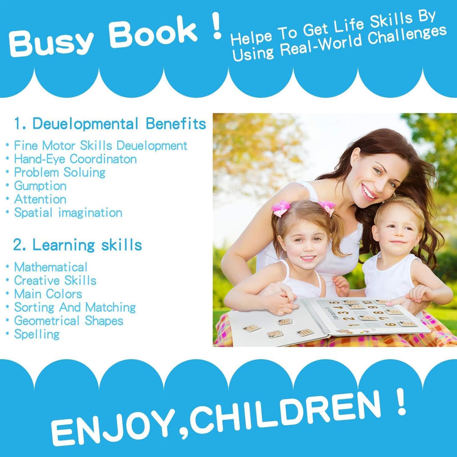 Montessori Sensory Busy Book for Toddlers - Preschool Learning Activities Educational Toy for Boys & Girls Ages 2-5 | Perfect for Travel, Quiet Time & Early Childhood Development