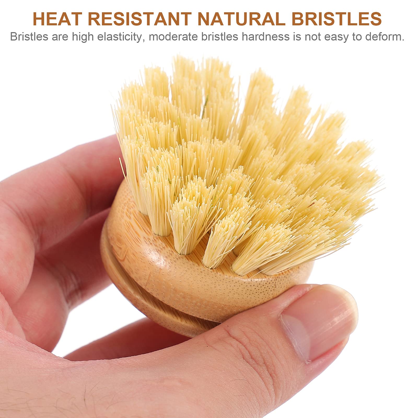 2-Pack Sisal Dish Scrub Brush with Bamboo Handle - Eco-Friendly Kitchen Cleaning Brush for Pots, Pans & Woks - Durable Household Cleaning Brush Set for Daily Dishwashing & Tough Stains