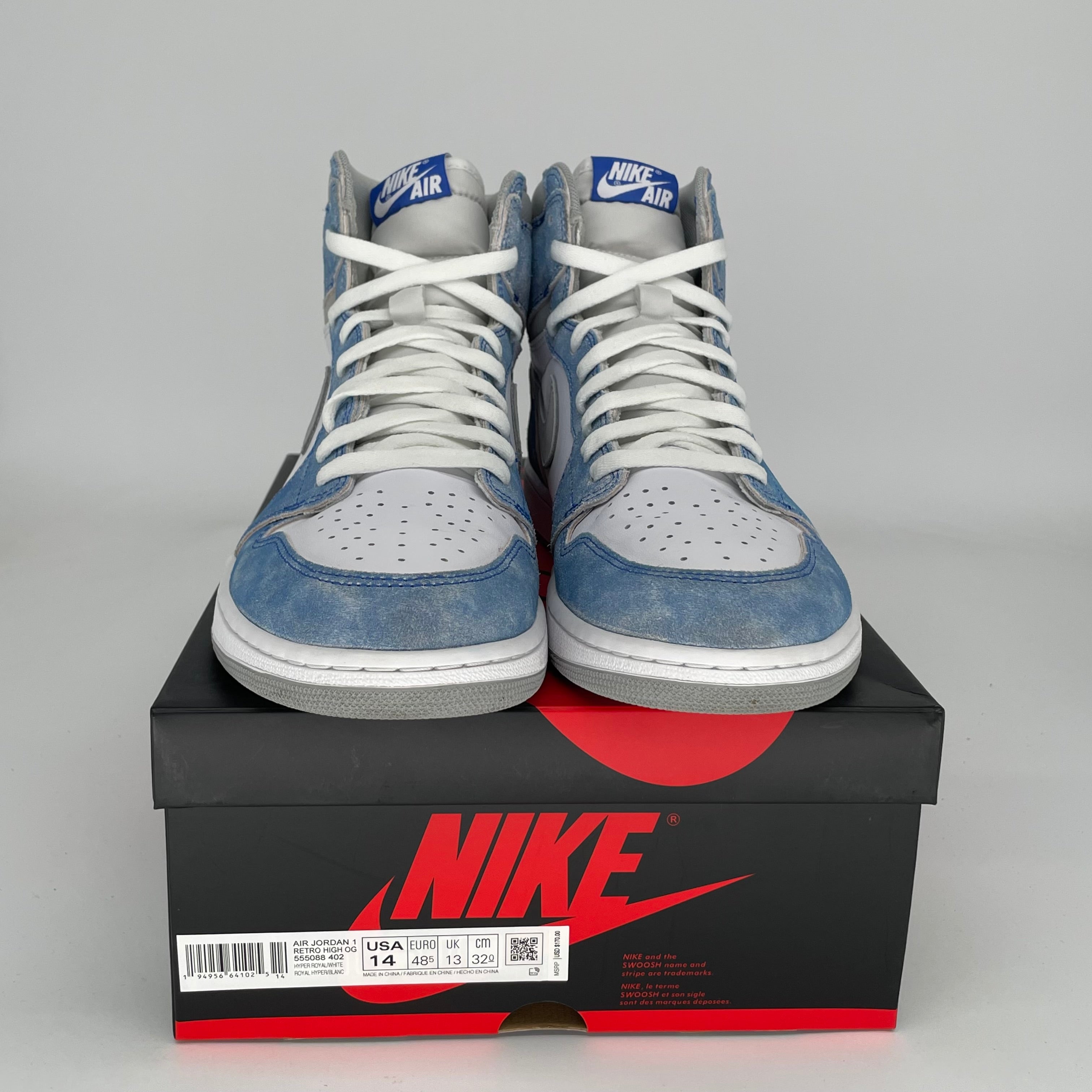Air Jordan 1 Hyper Royal Size 14 Men's Basketball Shoes - 555088-402 | Retro High Tops for Sneaker Collectors & Streetwear Fashion
