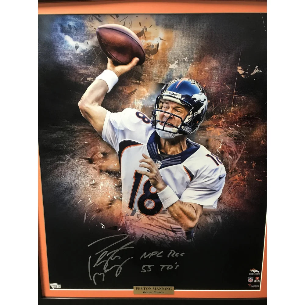 Peyton Manning Autographed Denver Broncos 20x24 Framed Photo with COA - Perfect for Sports Memorabilia Collectors and Broncos Fans Home Decor
