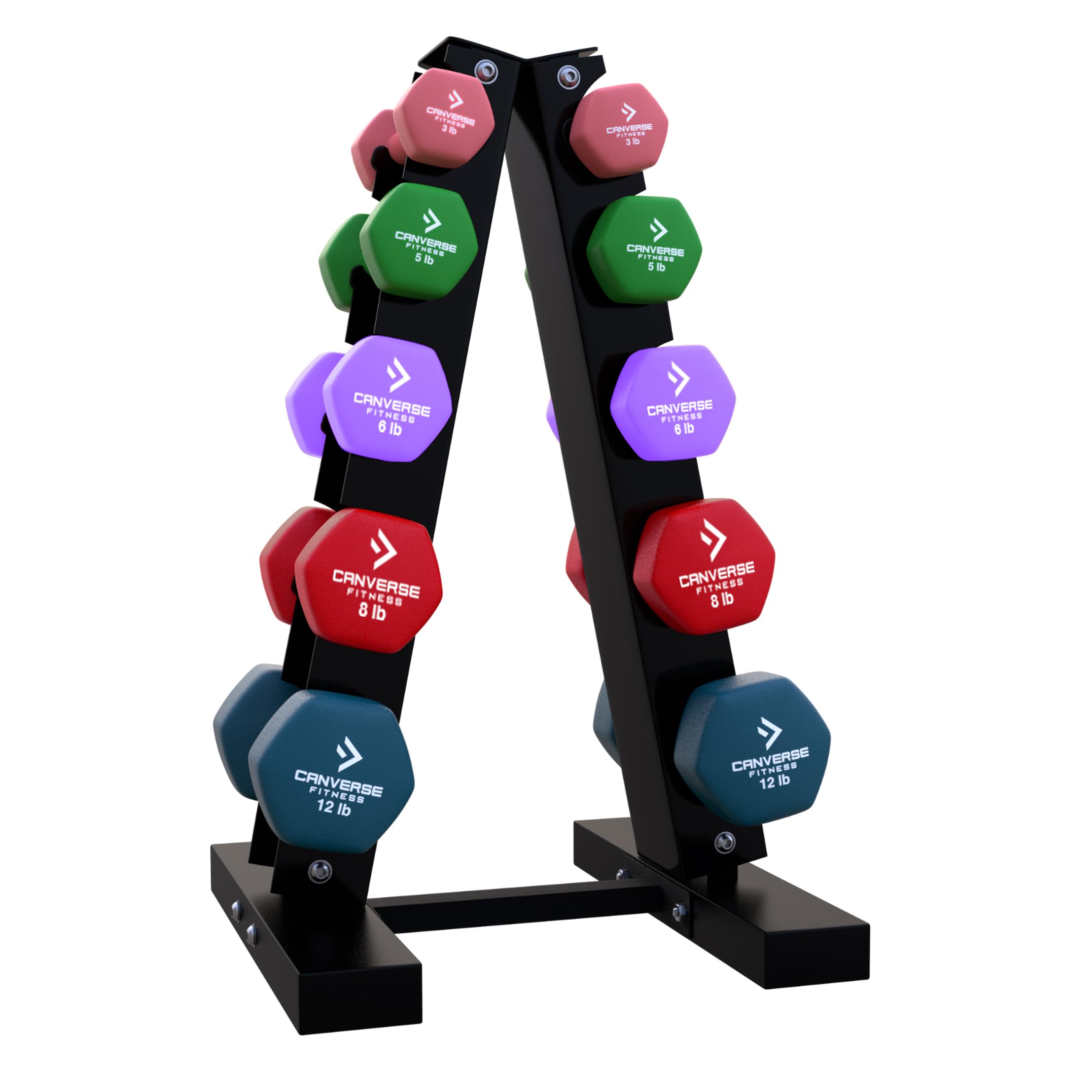 Non-Slip Hex Dumbbell Set with Storage Rack - Anti-Roll Neoprene Coated Workout Weights for Home & Gym Training - Perfect for Strength Exercises, HIIT, Yoga & CrossFit (Men & Women)