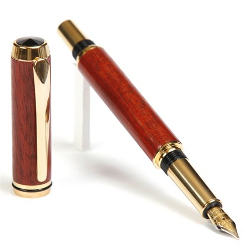 Premium Lanier Baron Fountain Pen - Tennessee Gold Trim with Exotic Bloodwood Barrel - Elegant Writing Instrument for Calligraphy, Journaling & Gifting