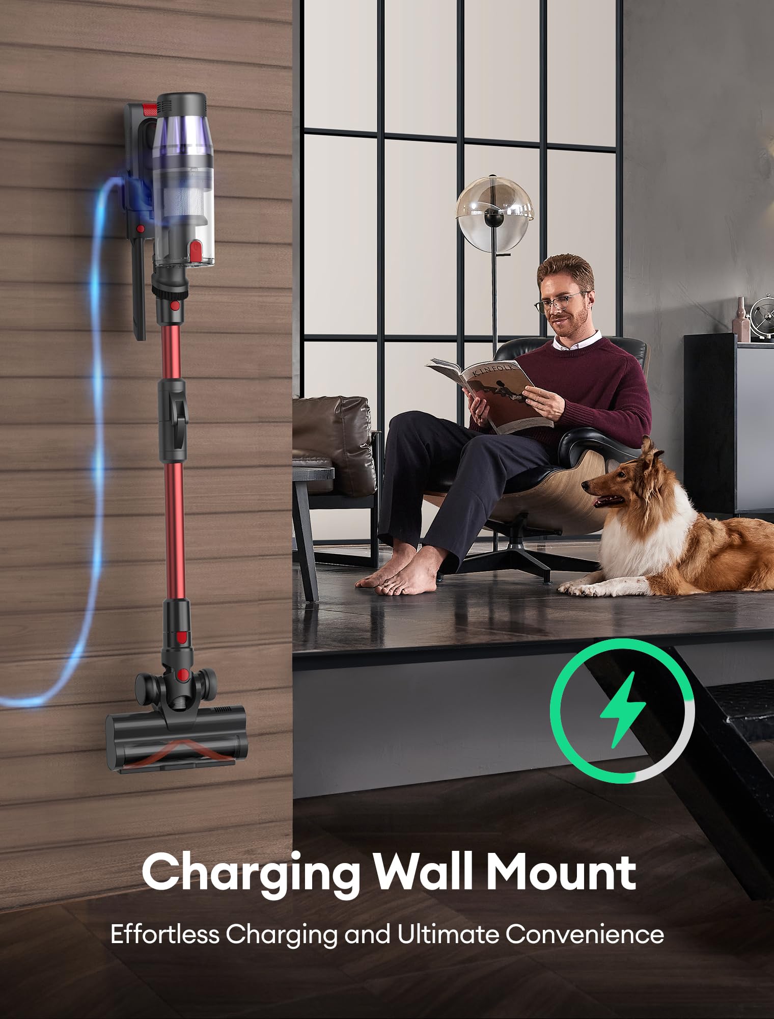 Ultenic U16 Flex Cordless Stick Vacuum Cleaner - 550W/50Kpa Powerful Suction, 60 Min Runtime, 180° Bendable Wand, Anti-Tangle Brush - Lightweight Handheld Vacuum for Pet Hair, Carpet, Hard Floors & Car Cleaning - Perfect for Home, Office & Auto Detailing