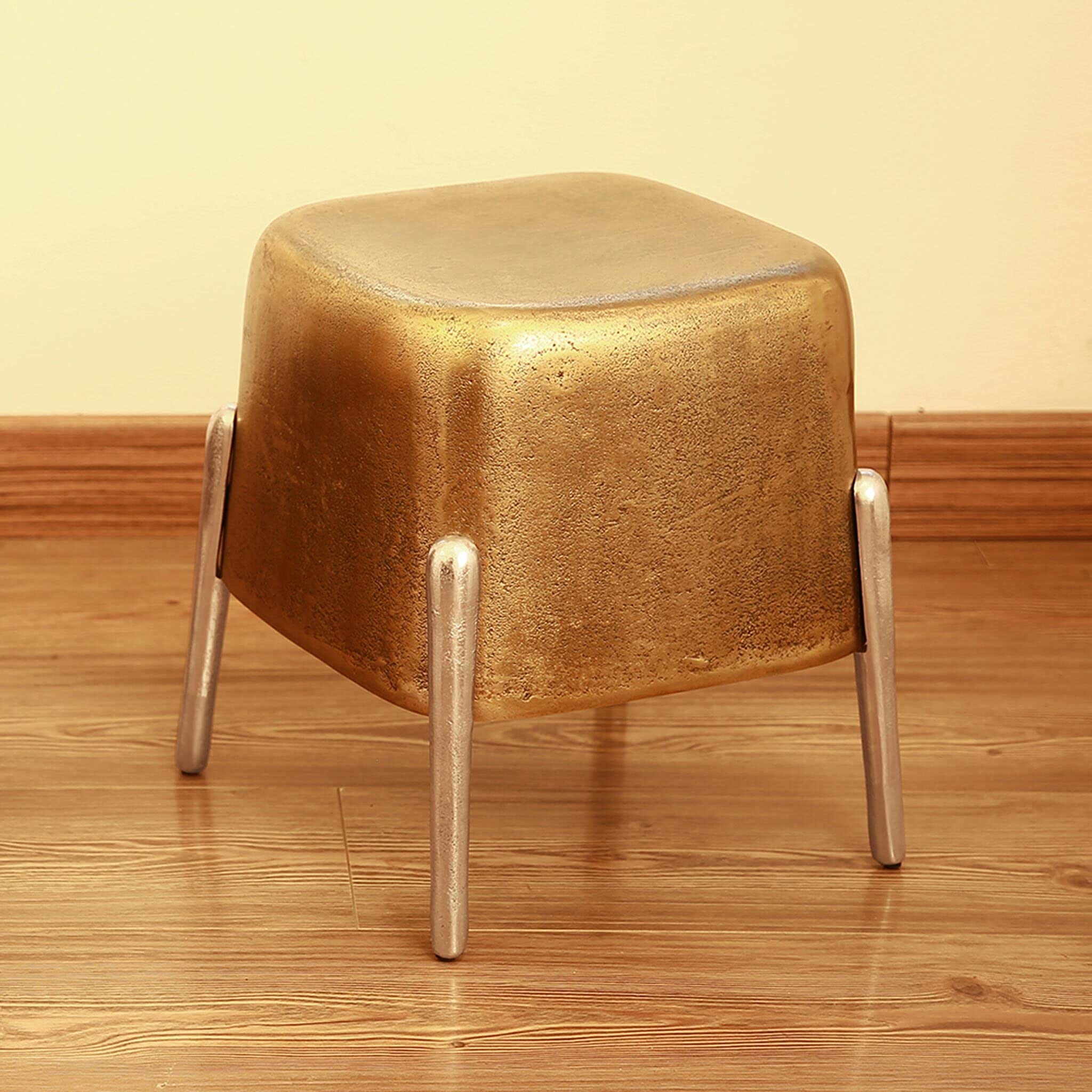 SPI Home 4-Legged Side Table - Cast Aluminum with Brass & Nickel Finish | Perfect for Living Room, Patio, or Bedroom Decor