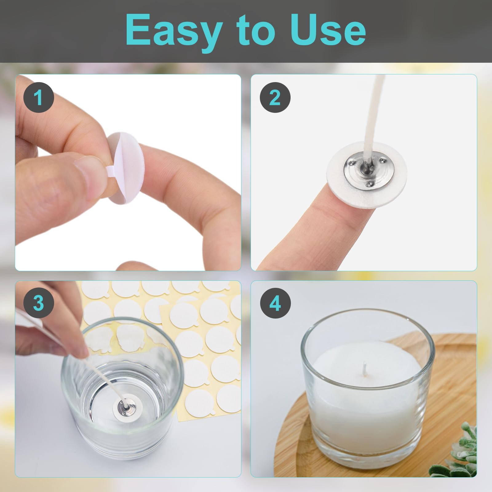 2400PCS Candle Wicks for Candle Making - Premium Heat Resistant Double-Sided Wick Stickers with Little Tail - DIY Candle Making Supplies for Home, Gifts & Aromatherapy