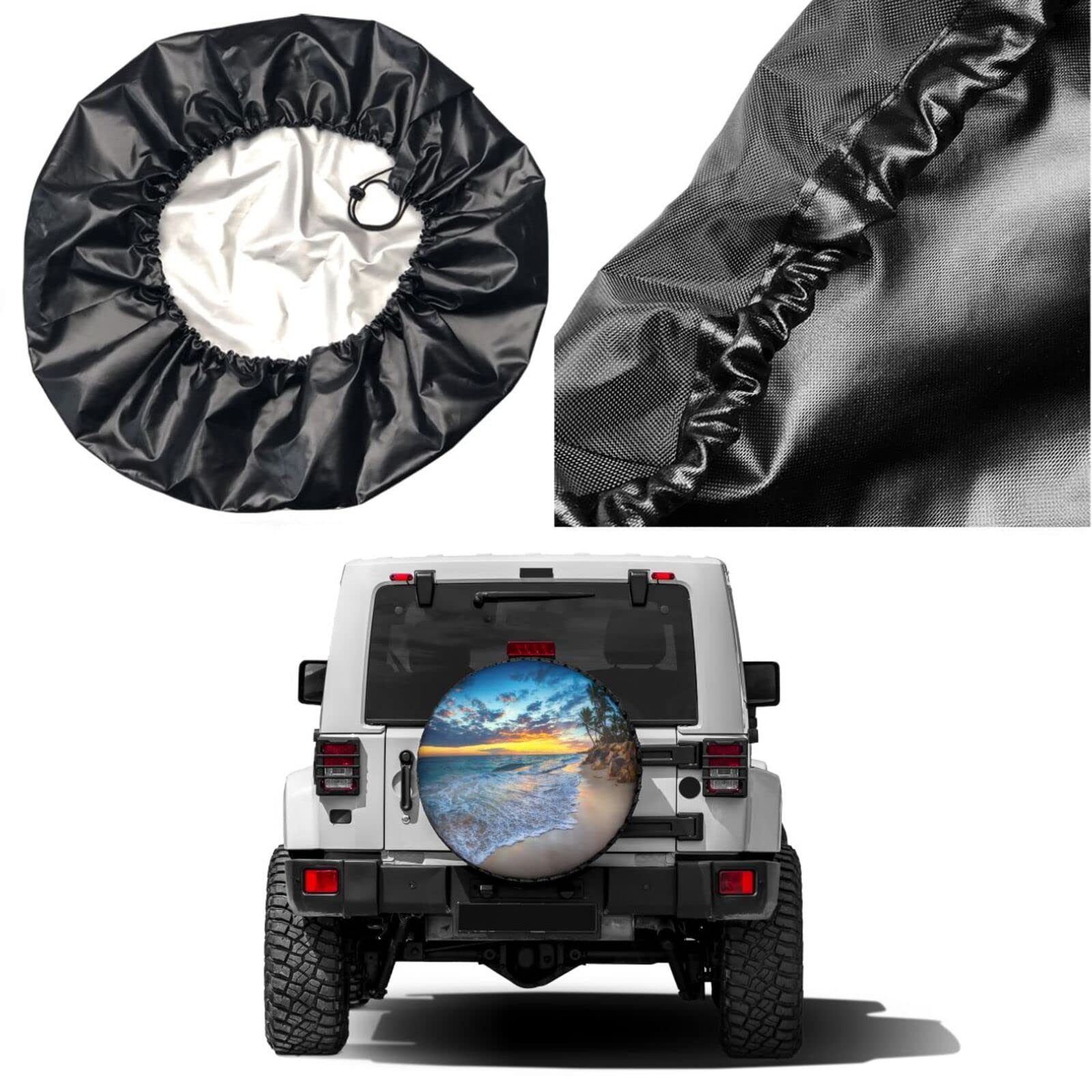 Sunrise Beach Spare Tire Cover - 17 Inch Dust-Proof Wheel Protector for Trailers, RVs, SUVs & Vehicles | Outdoor Travel Accessory for Camping & Road Trips
