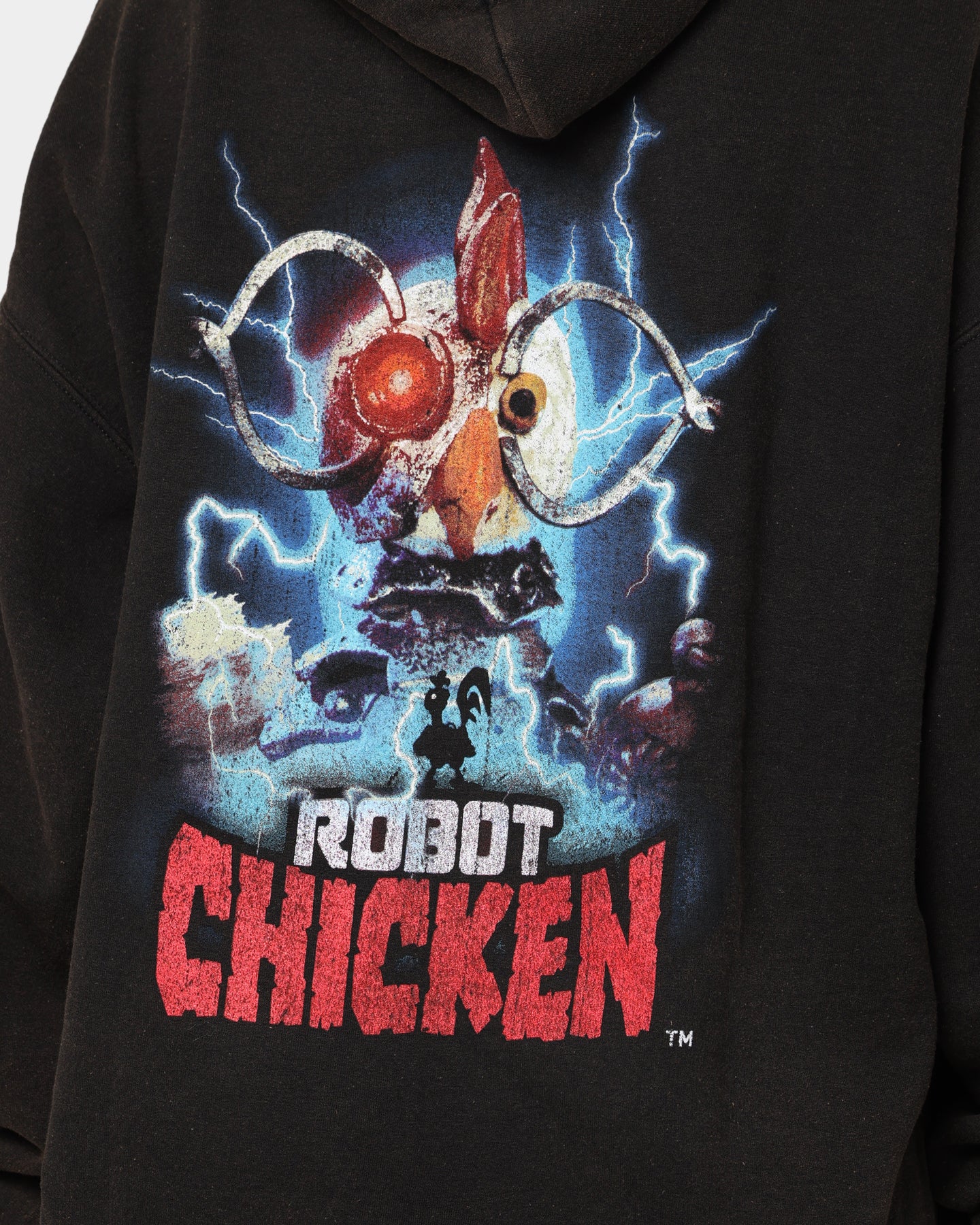 Robot Chicken Vintage Hoodie - Black Wash | American Thrift | Official Merchandise | Perfect for Cosplay, Anime Conventions & Casual Wear