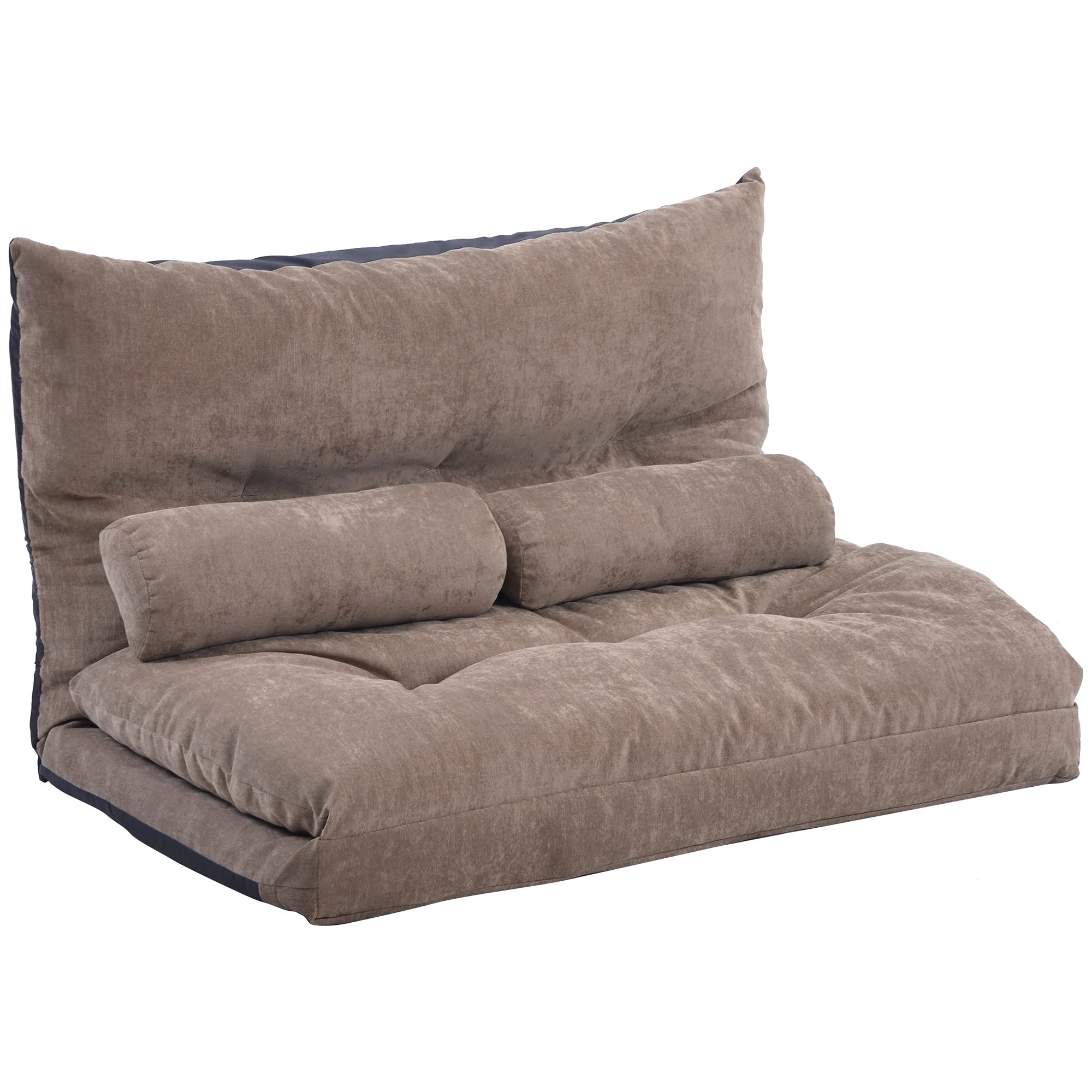 Adjustable Folding Sofa Bed - Convertible Futon Couch for Living Room, Guest Bed & Gaming Lounge - Light Brown Polyester Fabric with 2 Pillows - Easy Assembly (Perfect for Small Spaces, Apartments & Dorm Rooms)