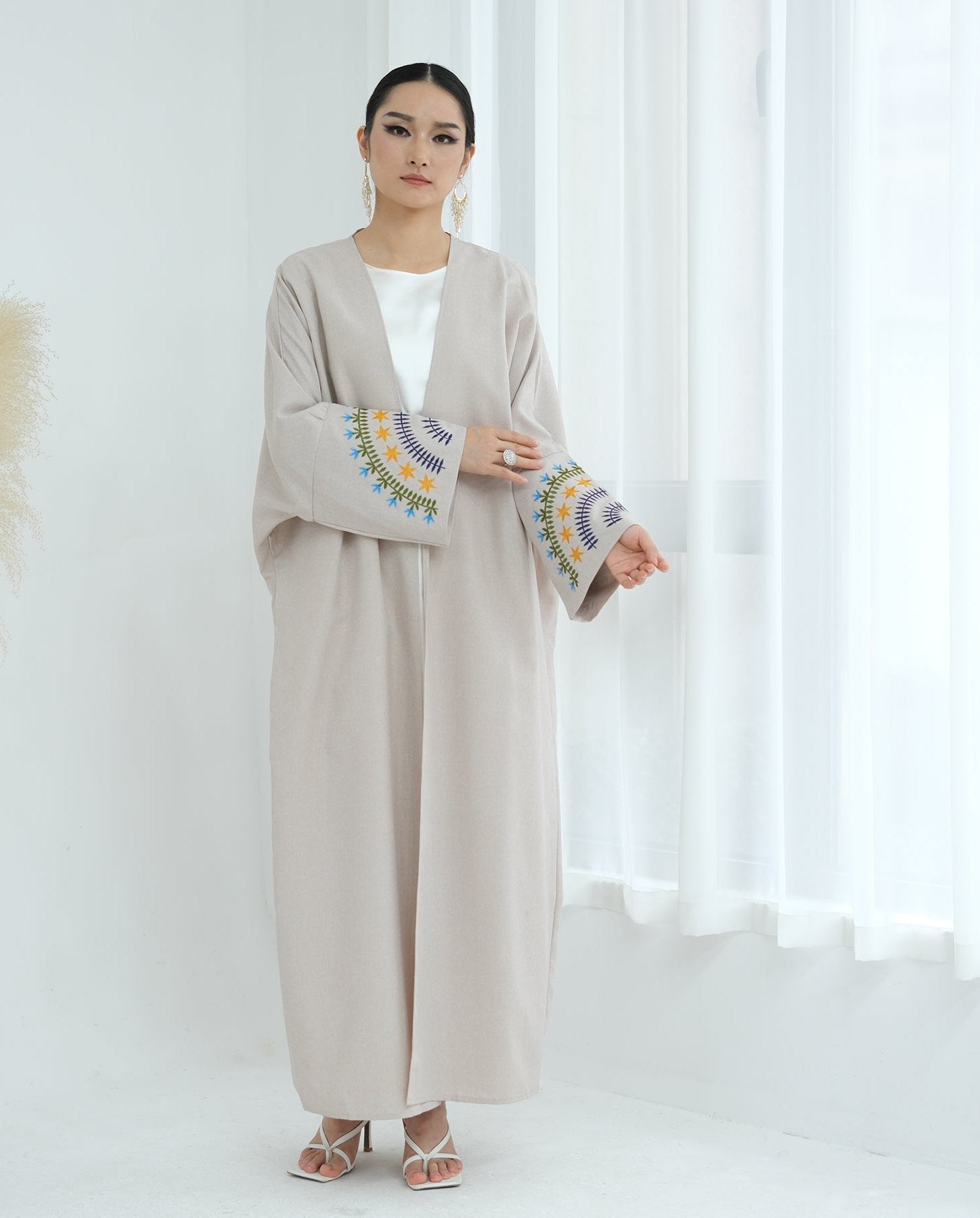 Carin Embroidered Kimono Duster Cardigan - Women's Lightweight Open Front Cover Up for Spring & Summer - Perfect for Beach, Vacation, and Boho Style Outfits