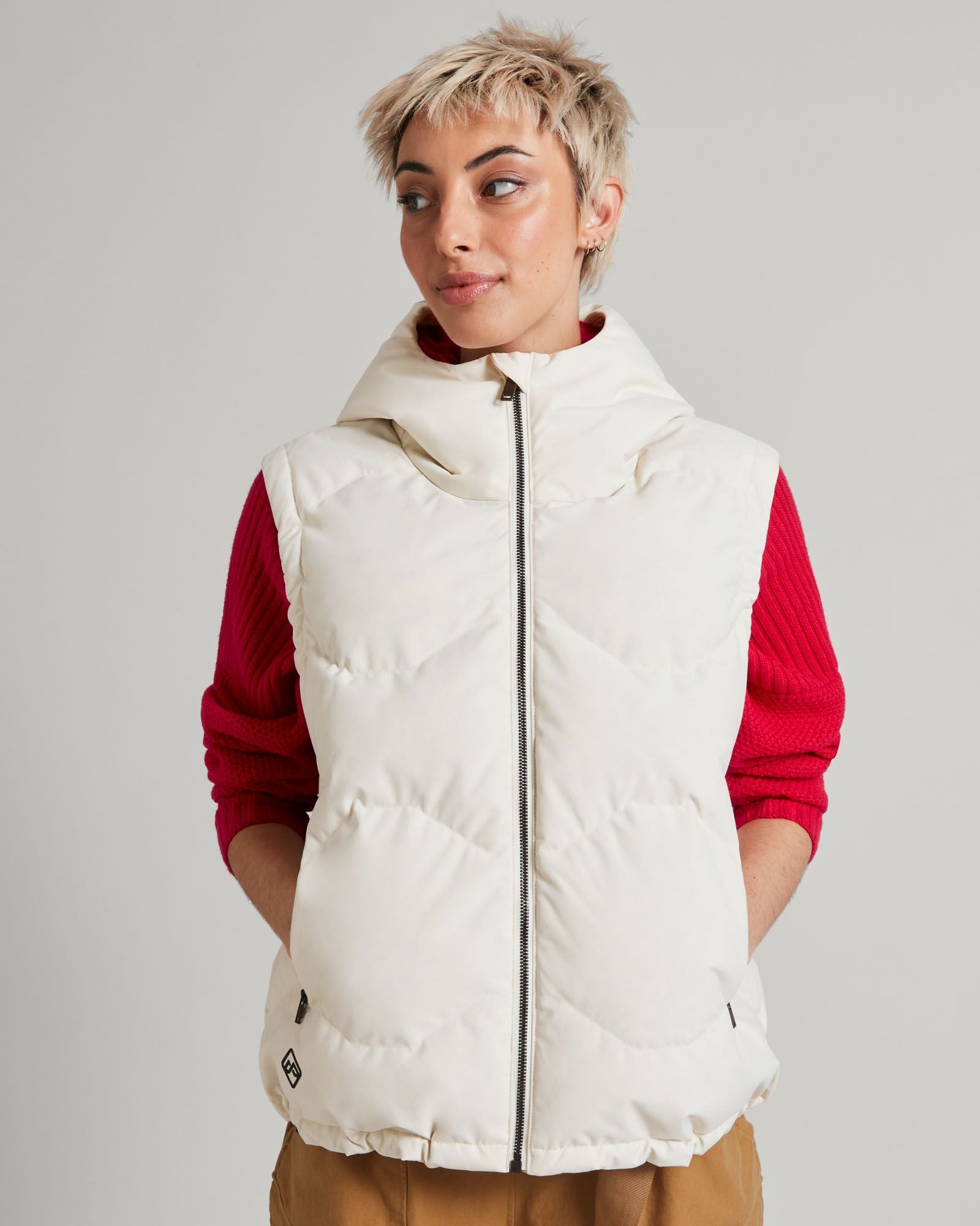 Women's Frisco X Hooded Down Vest - Lightweight Warm Winter Puffer Jacket for Outdoor Activities & Casual Wear - Natural