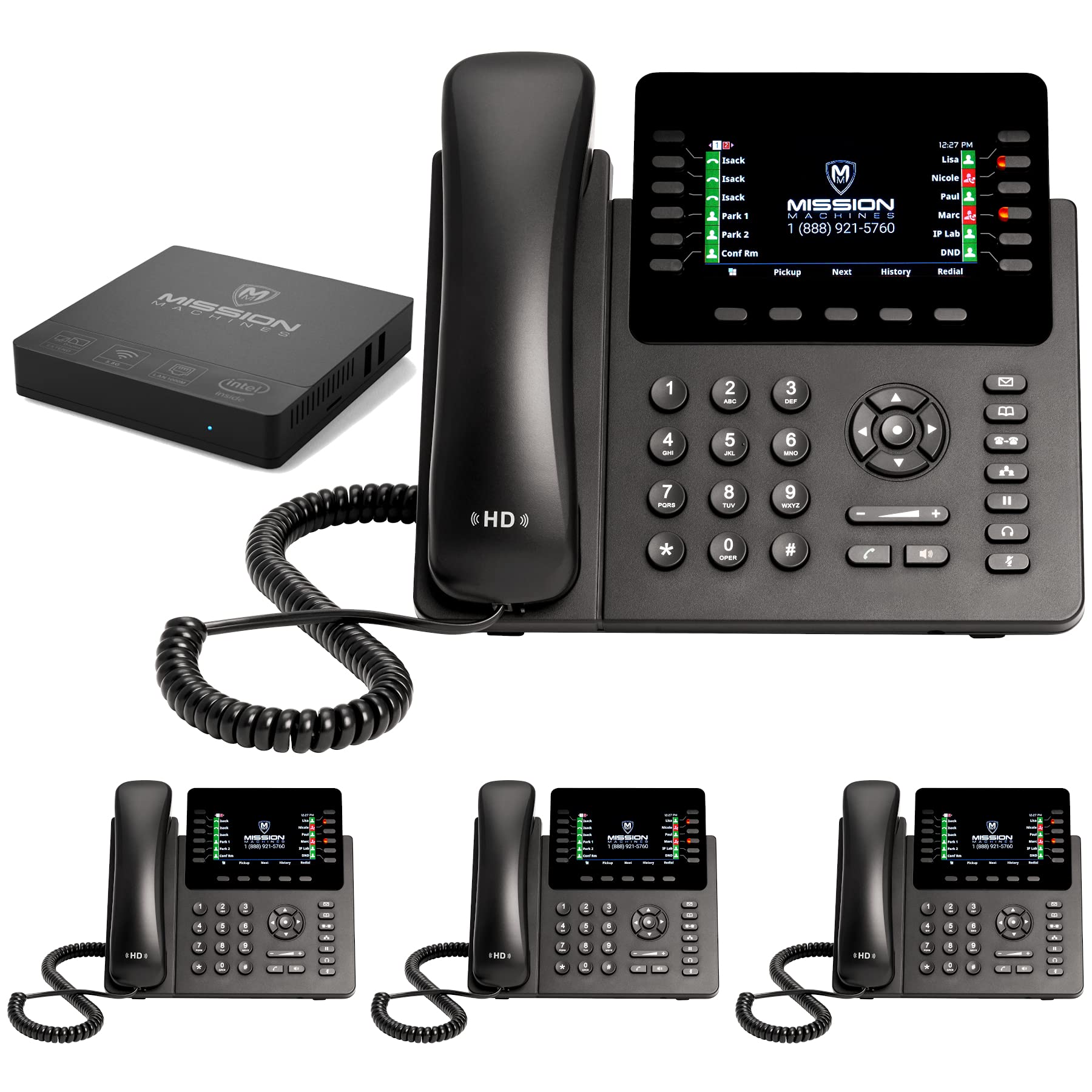 Mission Machines S-100 Business Phone System - 4 Phone Bundle with Auto Attendant, Voicemail, Mobile & Remote Extensions, Call Recording & 2-Month Service | Ideal for Small Offices, Remote Teams & Call Centers