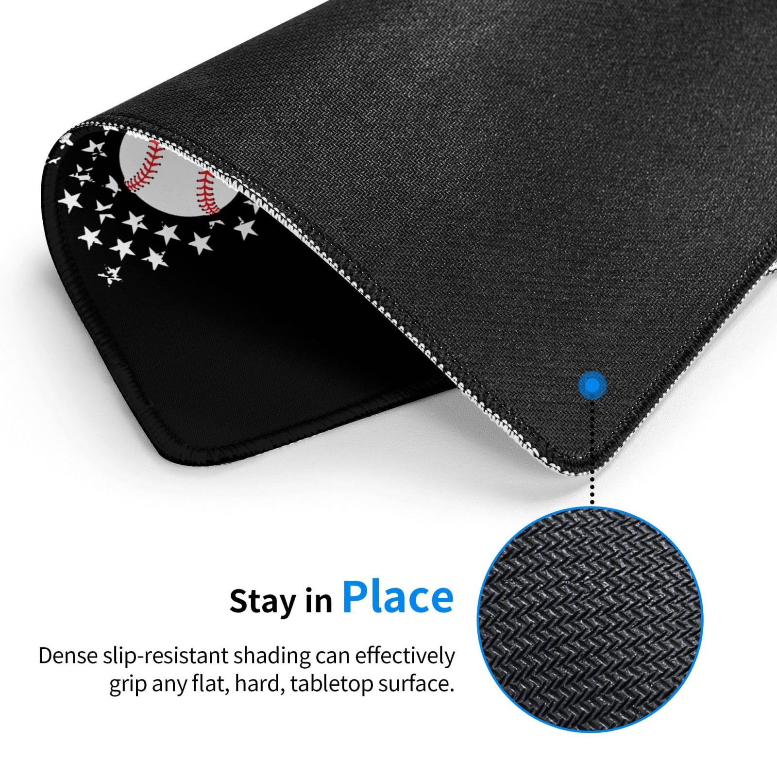 SIYTUAU USA Flag Baseball Design Mouse Pad - Waterproof, Non-Slip Rubber Gaming Mousepad (10x12 inches) for Office, Laptop & PC Use - Perfect for Work, Gaming & Home Decor