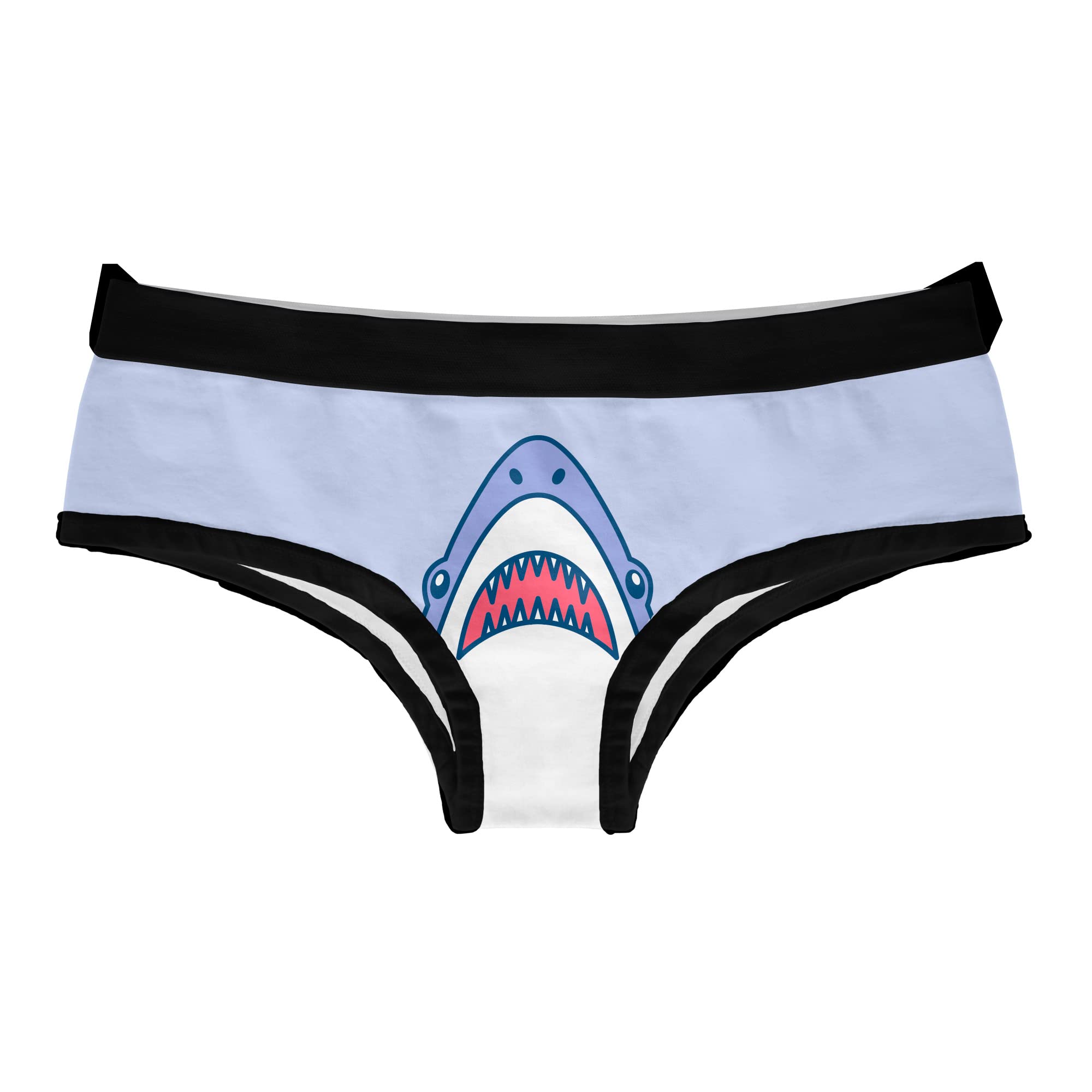 Funny Shark Bite Bikini Briefs for Women - Crazy Dog T-Shirts Womens Shark Panties - Comfortable & Stylish Underwear for Beach Vacation, Pool Party & Summer Outfits