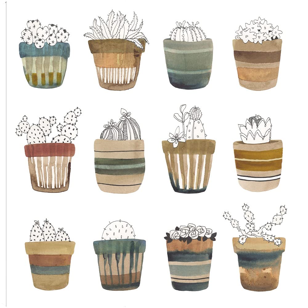 Premium Fine Art Canvas Cactus Collective Wall Decor by Sandra Jacobs - 48x48 Inches - Ready to Hang - Perfect for Living Room, Bedroom, Office & More - Adds Vibrant Southwestern Style to Any Space