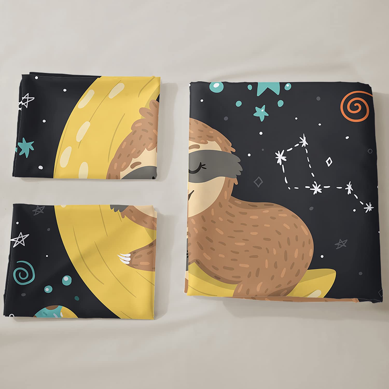 AILONEN Sloth Bedding Set Queen Size - Cartoon Sloth Duvet Cover Set for Kids, Girls & Boys - 3 Piece Bedding with 1 Quilt Cover & 2 Pillowcases - Soft Printed Sloth Pattern - Perfect for Kids' Room, Nursery Decor & Cozy Sleepovers