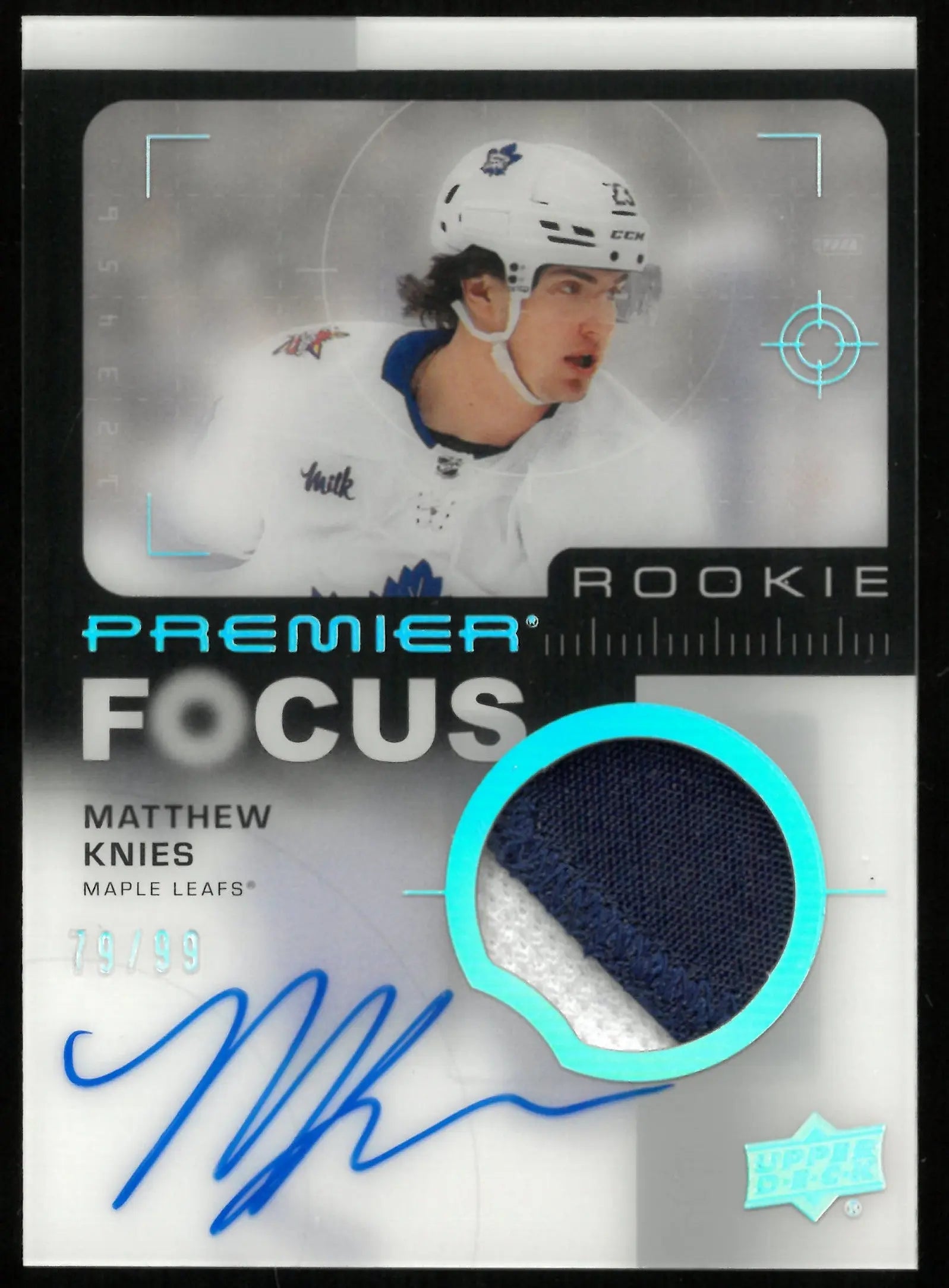 2023-24 Upper Deck Premier Focus Matthew Knies Rookie Patch Autograph Card /99 - NHL Hockey Collectible for Fans & Investors