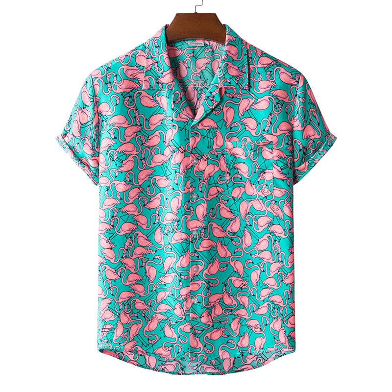 Turquoise Pink Hawaiian Floral Print Short Sleeve Shirt for Women - Tropical Vacation Beachwear, Summer Casual Tops, Hawaiian Luau Party Outfit