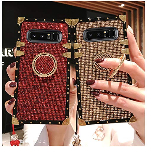 Luxury Bling Glitter Sparkle Cute Gold Corner Soft Shock-Absorption Phone Case for Samsung Galaxy S8 Plus with Strap - Red | Perfect for Parties, Travel & Everyday Protection