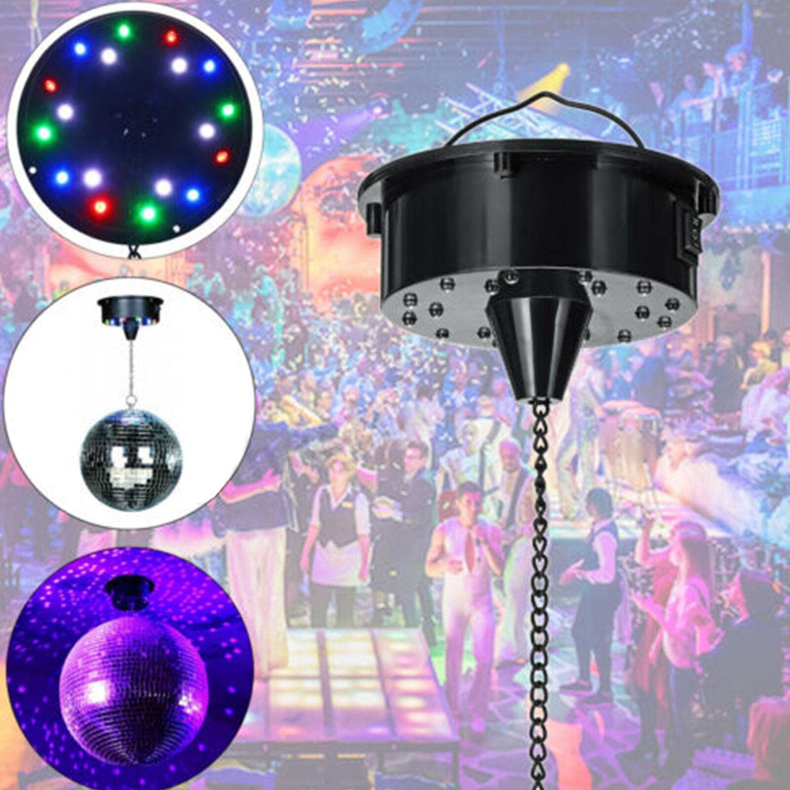18 LED Sound-Activated Disco Ball with Rotating Glass Mirror - DJ Party Light for Nightclubs, Dance Floors & Home Dance Parties