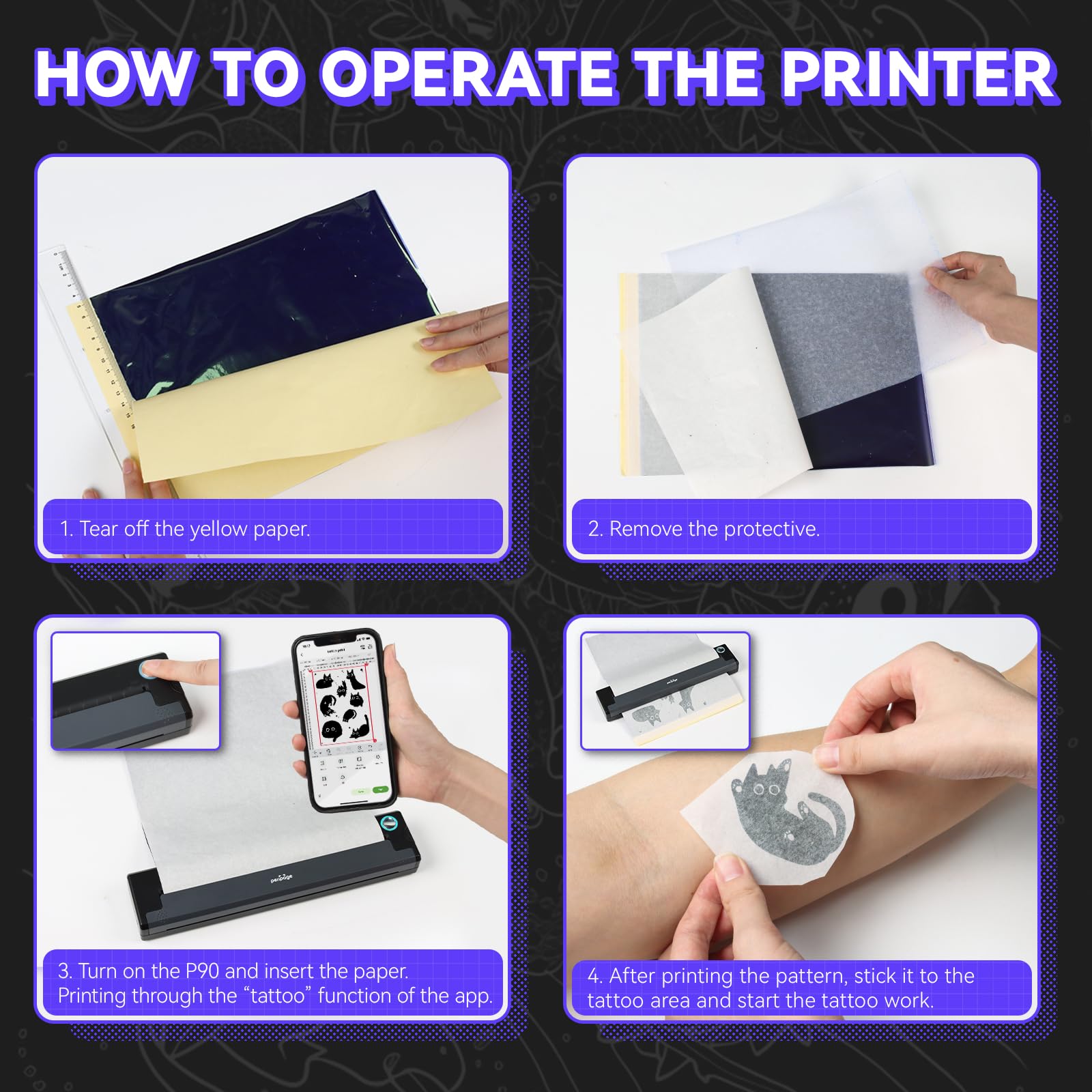 Professional P90 Wireless Tattoo Stencil Printer - Bluetooth & USB Connectivity for Artists & Beginners | Free Stencil Paper Included | Perfect for Tattoo Studios & Home Practice