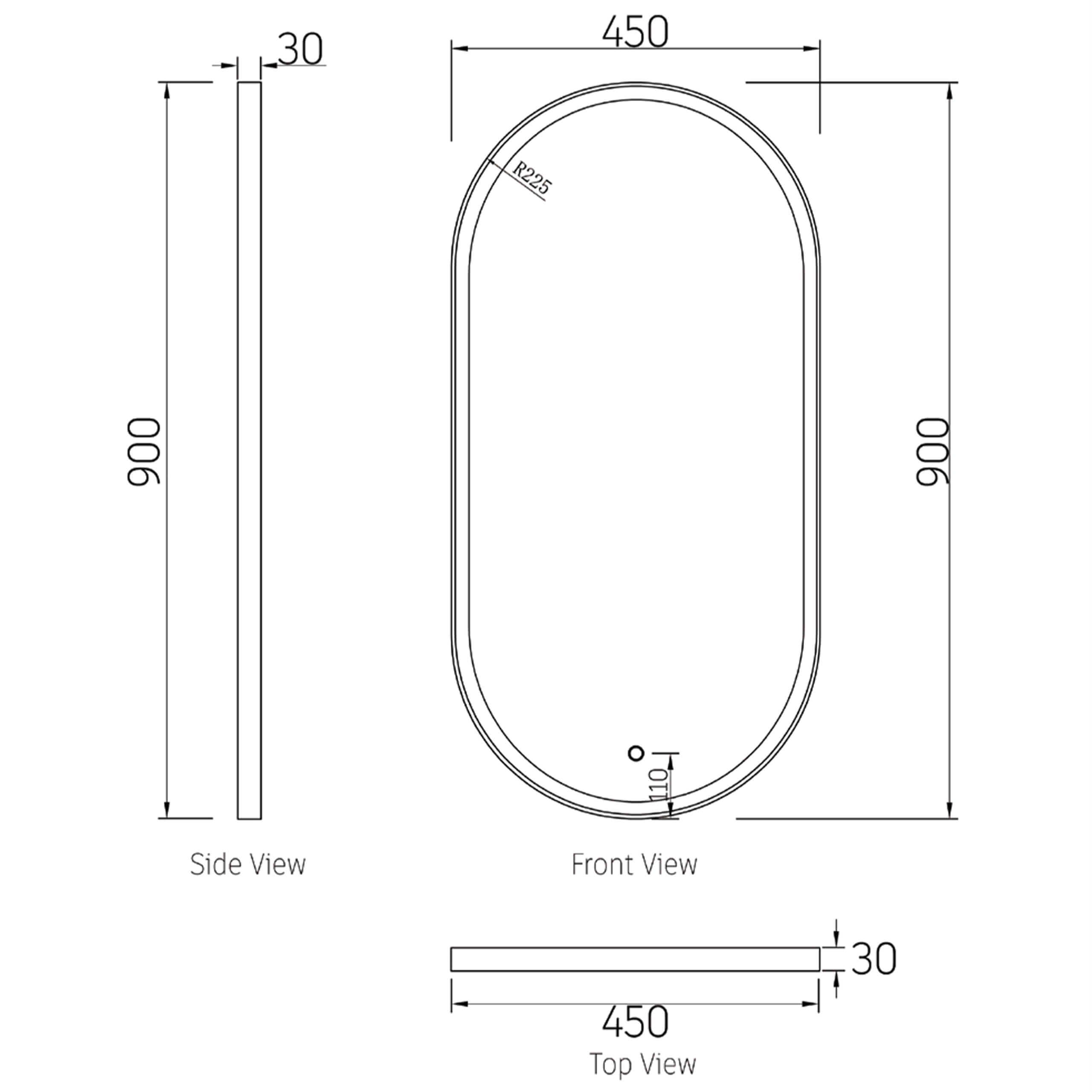 Metal Framed LED Mirror 35.4x17.7 Inch Oval - Daylight 6000K Matte Black - Perfect for Bathroom Vanity, Dressing Room & Modern Home Decor