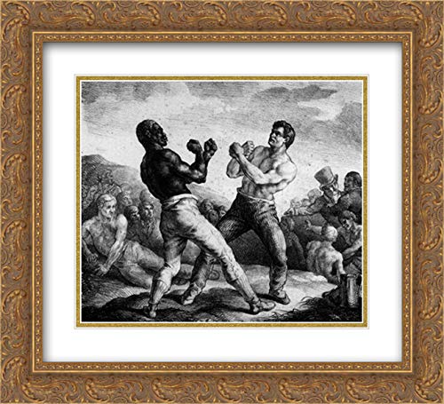 22x20 Gold Ornate Framed Boxers Museum Art Print by Theodore Gericault - Double Matted Wall Decor for Living Room, Office & Gallery Display