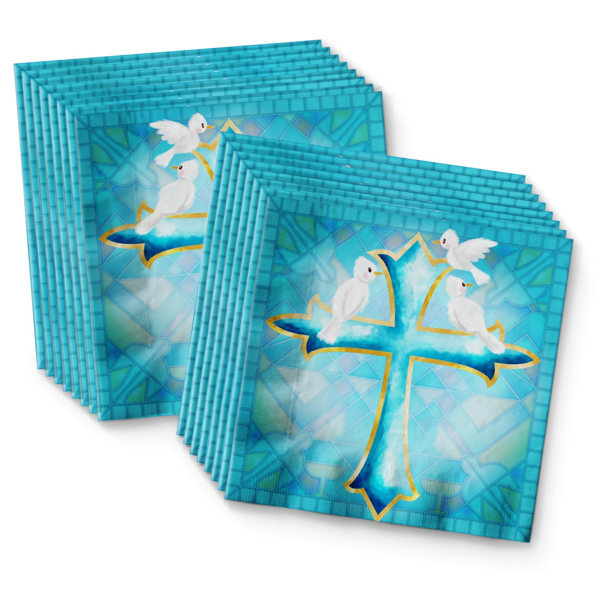 Baptism Party Supplies Set for Boys - 16-Piece Tableware Kit with Plates, Napkins & Cups - Perfect for Christening Celebrations & Baby Showers