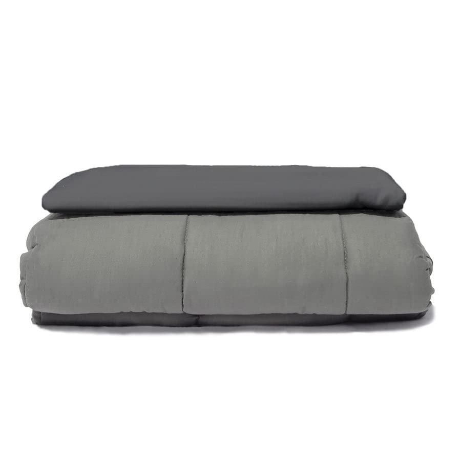 25 lbs Cooling Weighted Blanket with Soft Bamboo Duvet Cover - Heavy Blanket for Adults & Kids - Queen Size Grey - Perfect for Anxiety Relief, Stress Reduction & Better Sleep