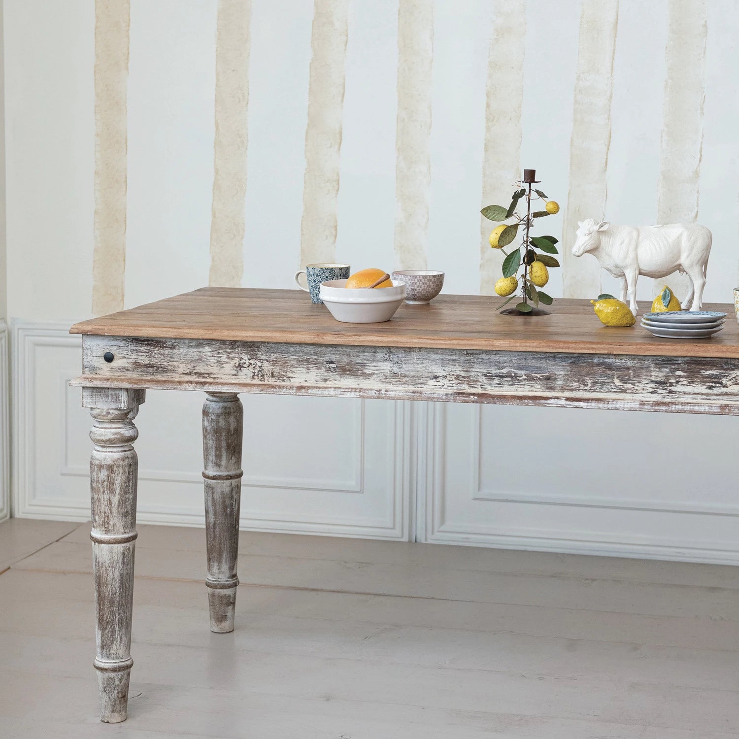 Hamilton Solid Wood Dining Table - Rustic Farmhouse Style for Kitchen, Dining Room & Outdoor Patio